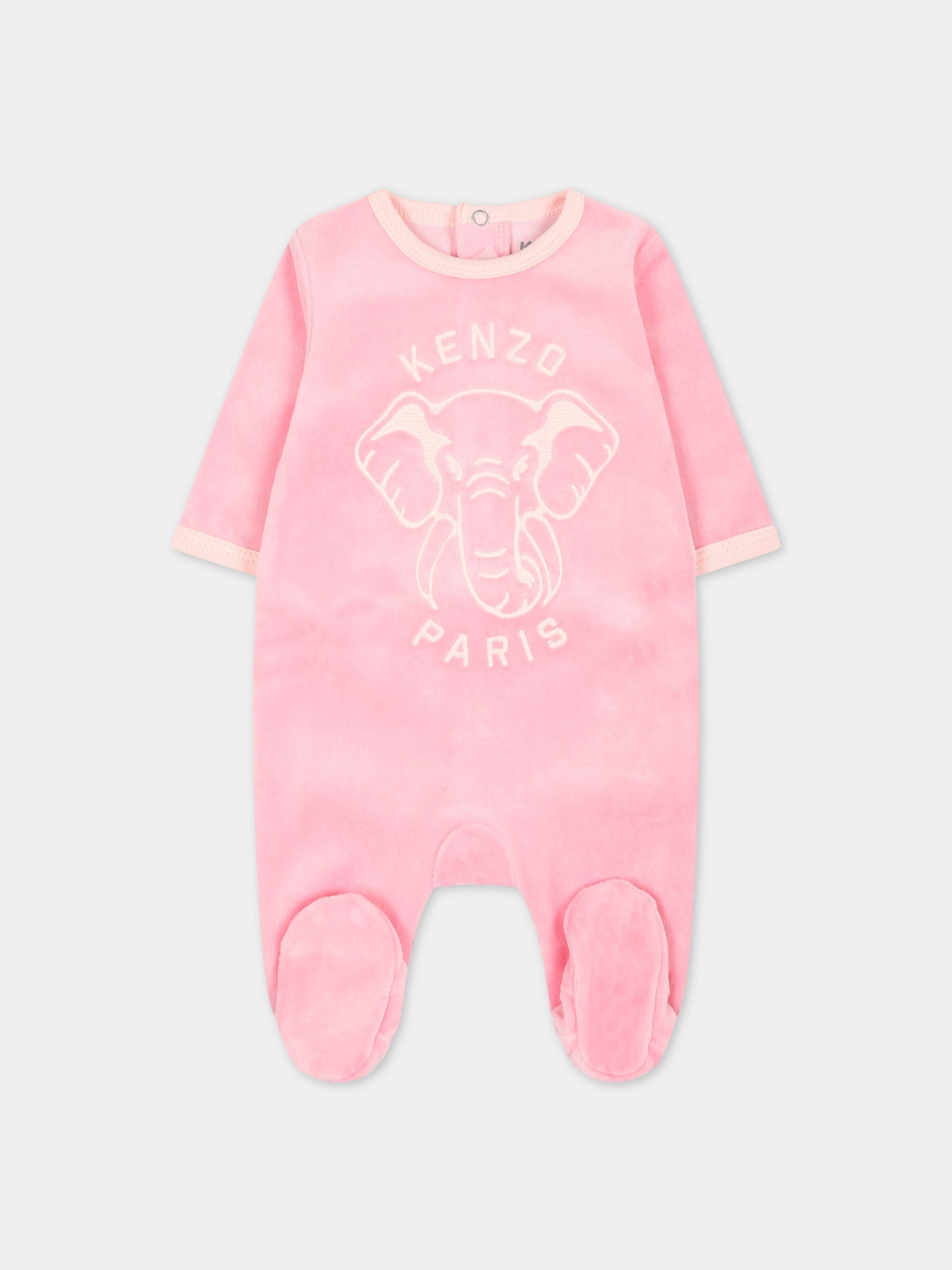 Set rosa per neonata con stampa e logo,Kenzo Kids,K60076 476