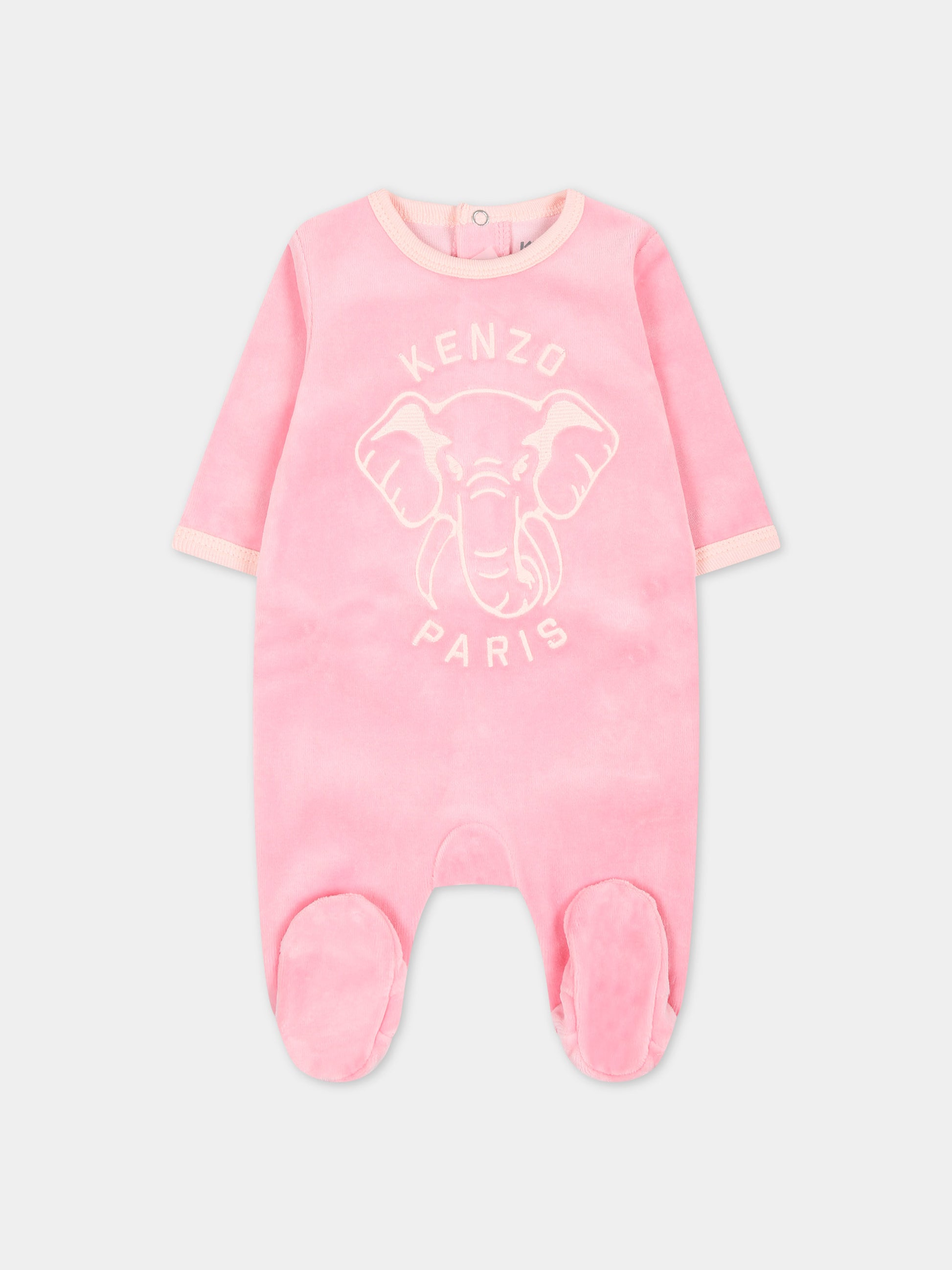 Set rosa per neonata con stampa e logo,Kenzo Kids,K60076 476