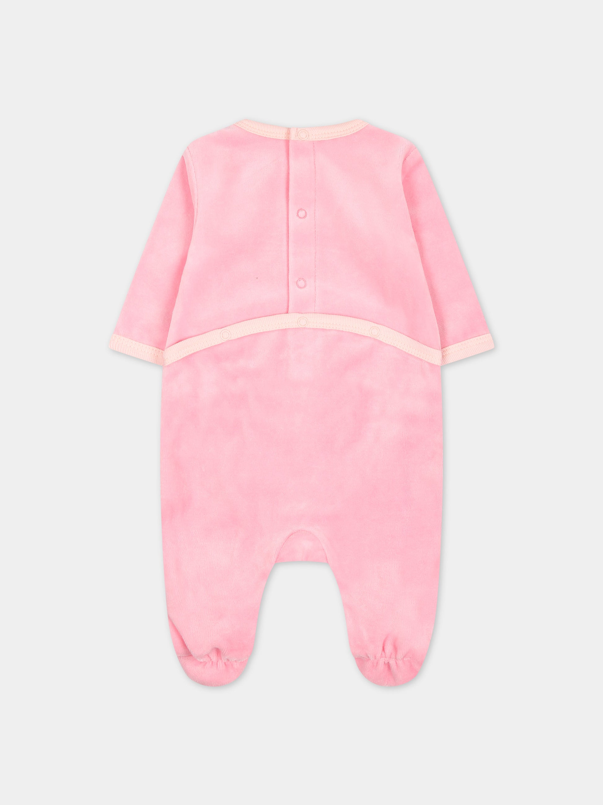 Set rosa per neonata con stampa e logo,Kenzo Kids,K60076 476