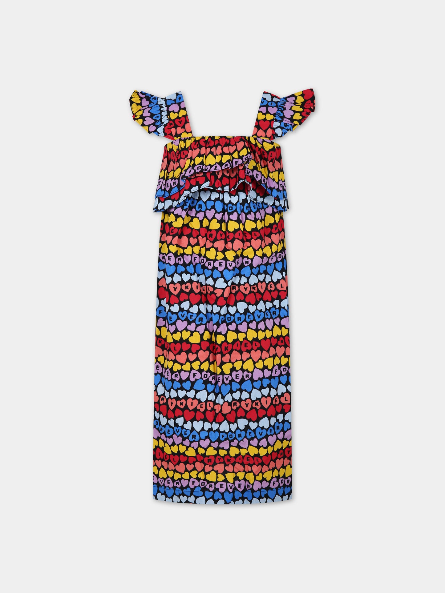 Vestito multicolor per bambina con cuori all-over,Sonia Rykiel Paris,A00143 Z41