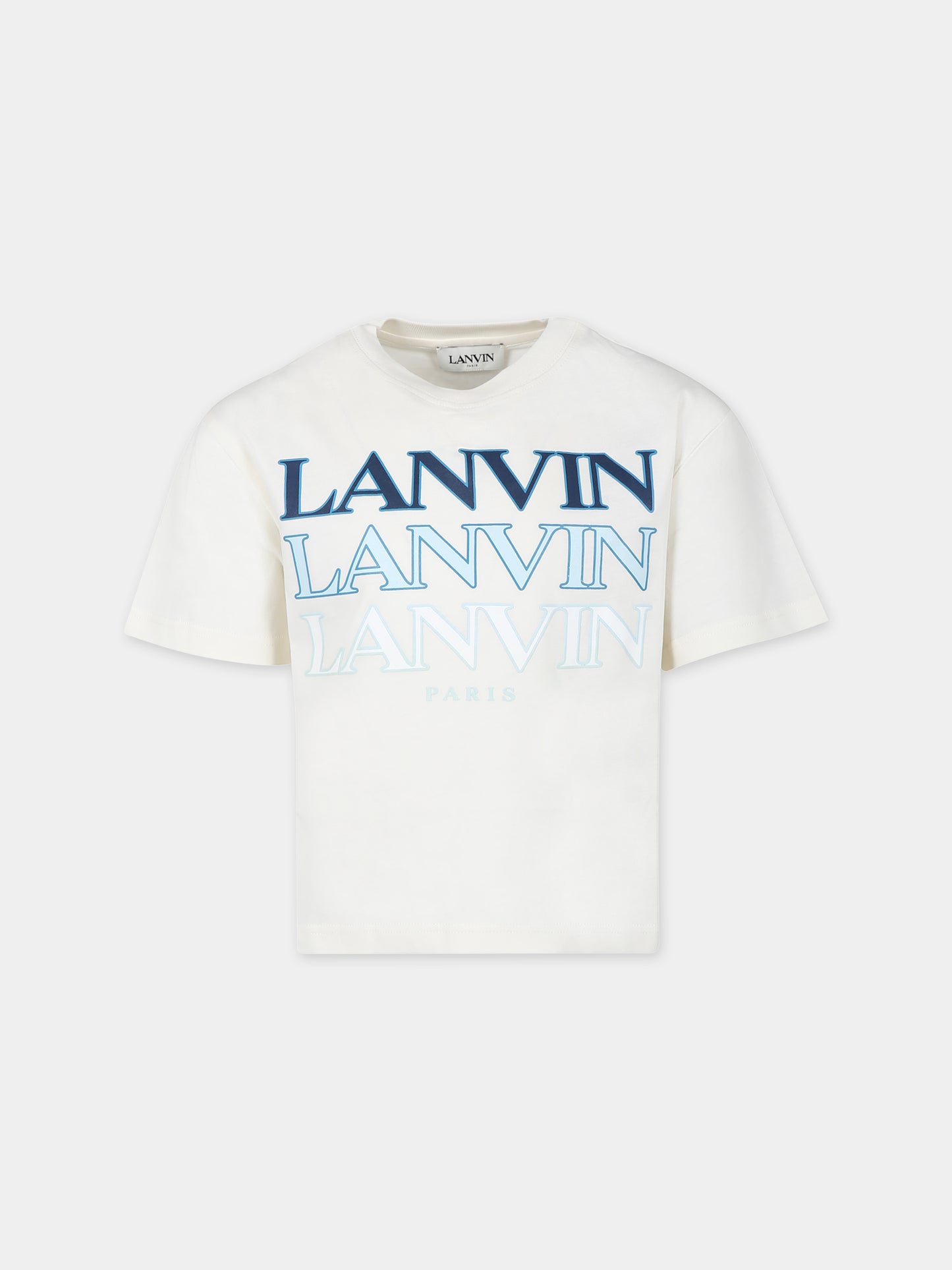 T-shirt avorio per bambino con logo,Lanvin Petite,N30069 519