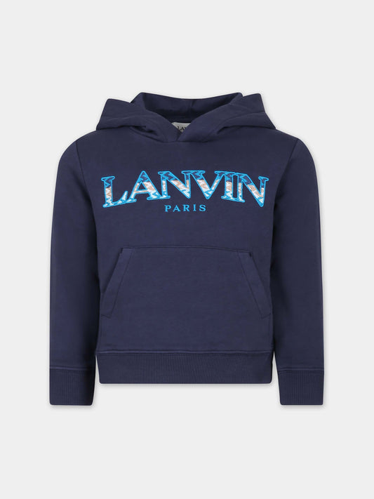 Felpa blu per bambino con logo,Lanvin Petite,N30058 84H