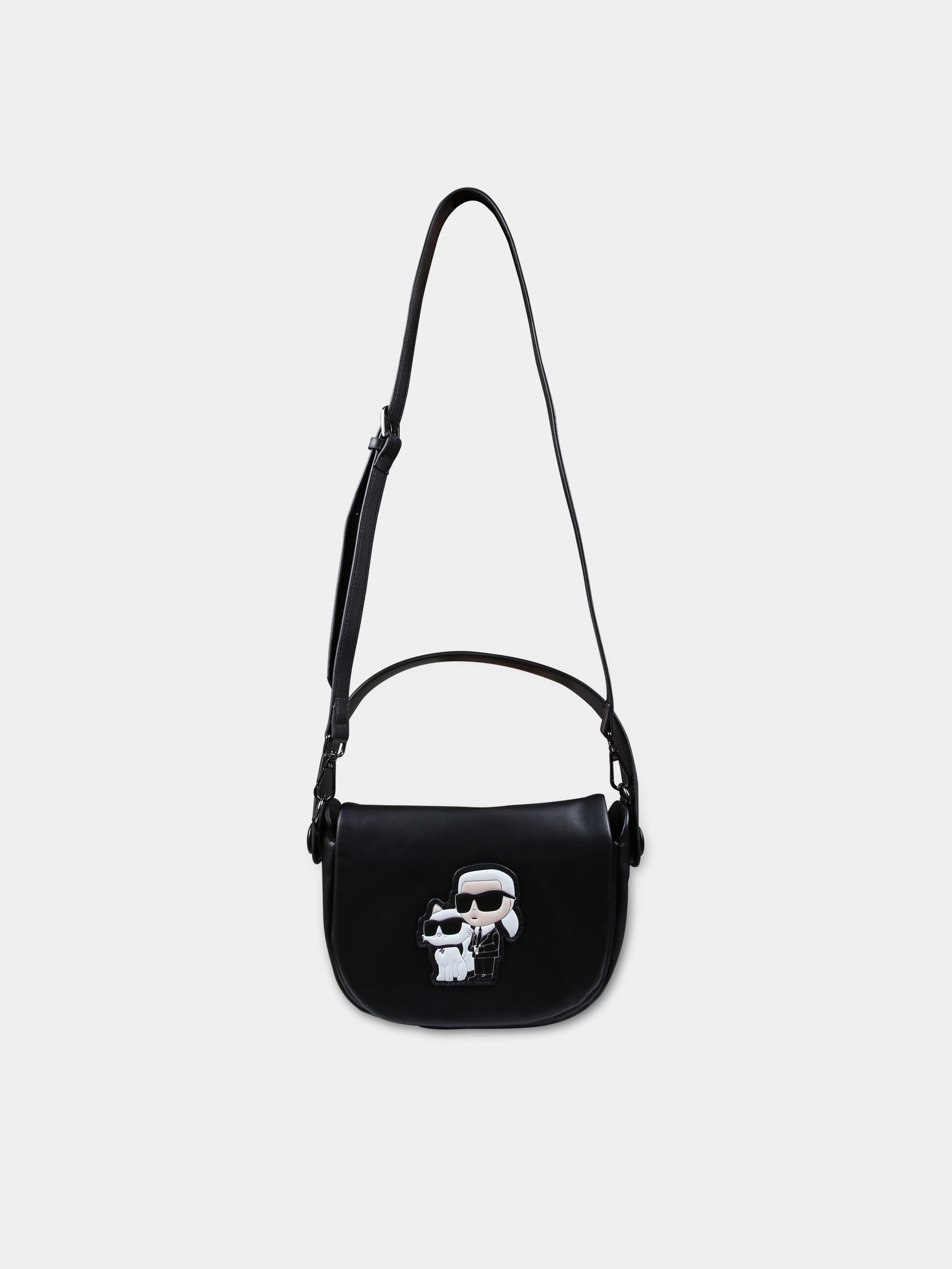 Borsa nera per bambina con Karl e Choupette,Karl Lagerfeld Kids,Z30149 09B