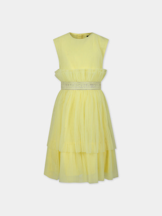 Vestito elegante giallo per bambina,Karl Lagerfeld Kids,Z30083 537