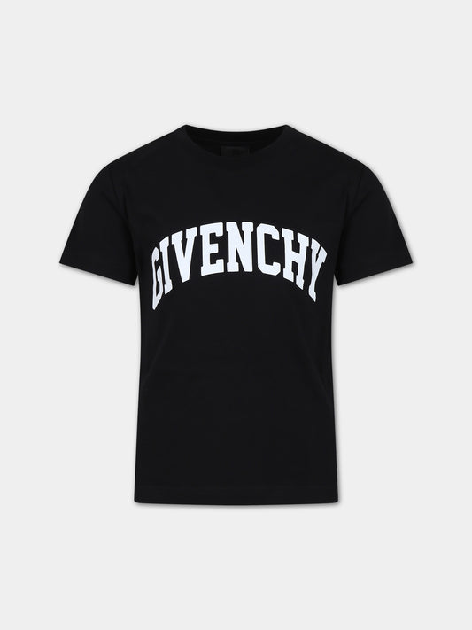 T-shirt nera per bambino con logo,Givenchy Kids,H30160 09B