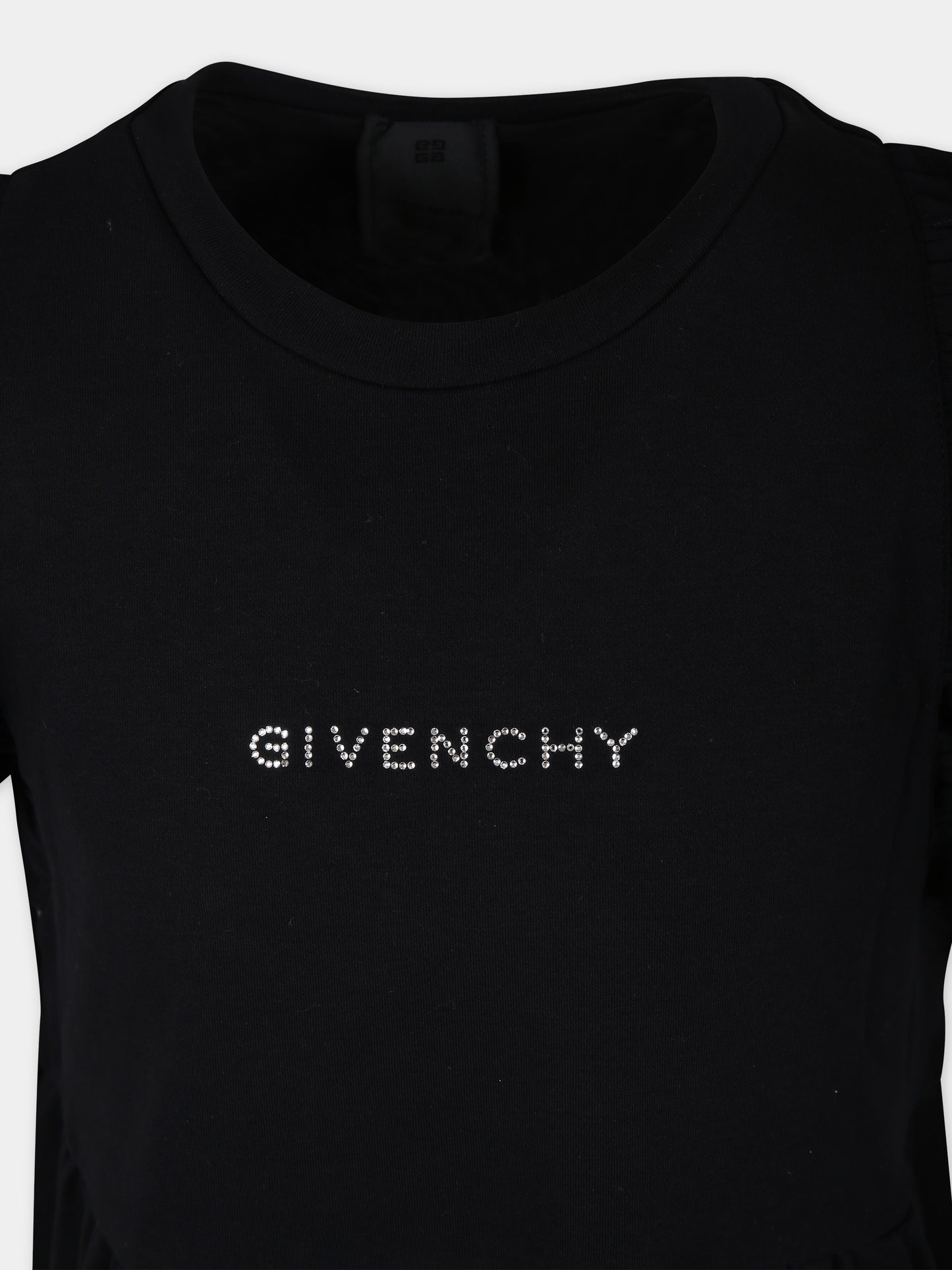 Vestito nero per bambina con logo,Givenchy Kids,H30050 09B