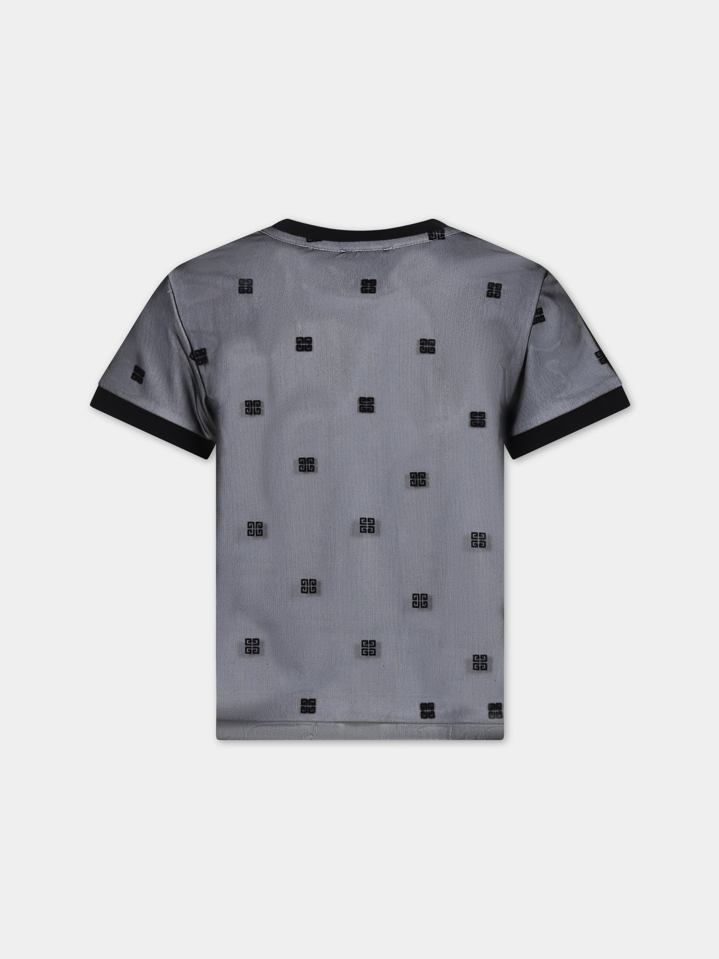 T-shirt nera per bambina con motivo 4G all-over,Givenchy Kids,H30085 09B