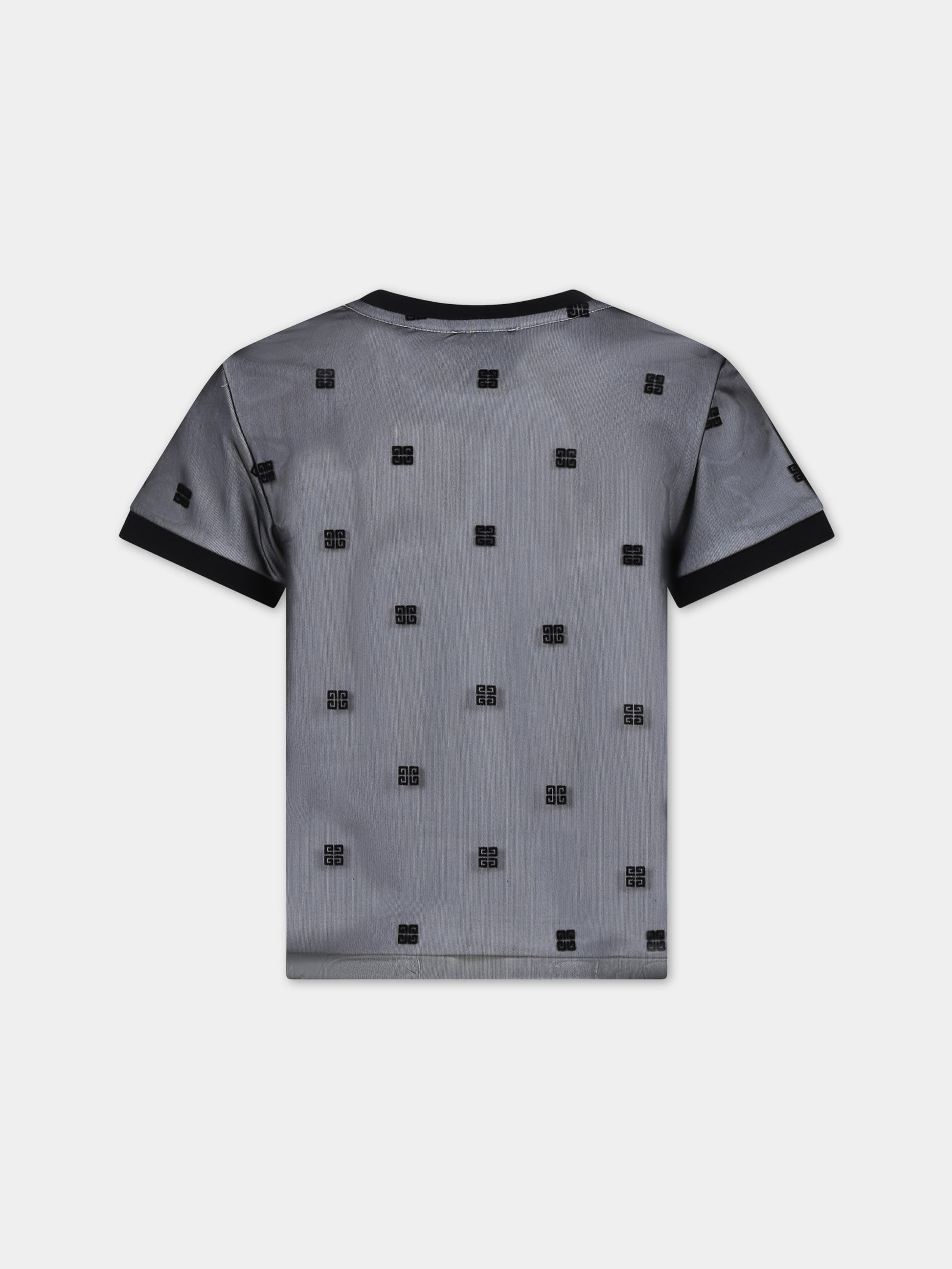 T-shirt nera per bambina con motivo 4G all-over,Givenchy Kids,H30085 09B