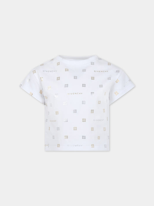 T-shirt bianca per bambina con motivo 4G all-over,Givenchy Kids,H30076 10P