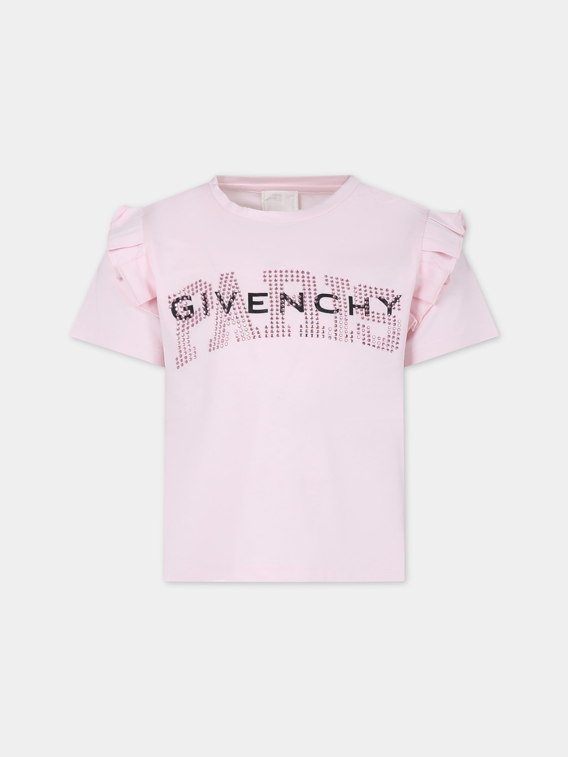 T-shirt rosa per bambina con logo,Givenchy Kids,H30077 44Z