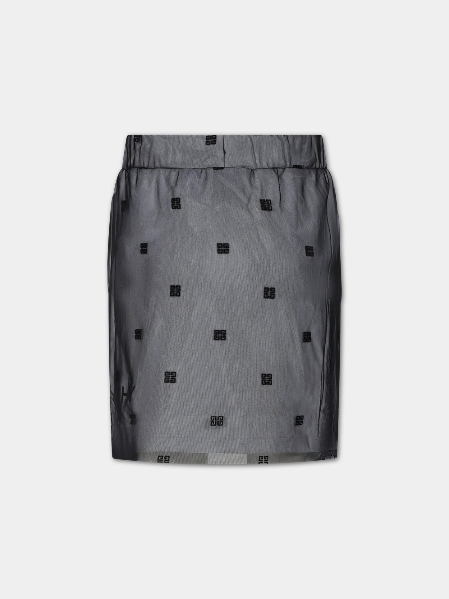 Gonna nera per bambina con motivo 4G all over,Givenchy Kids,H30029 09B