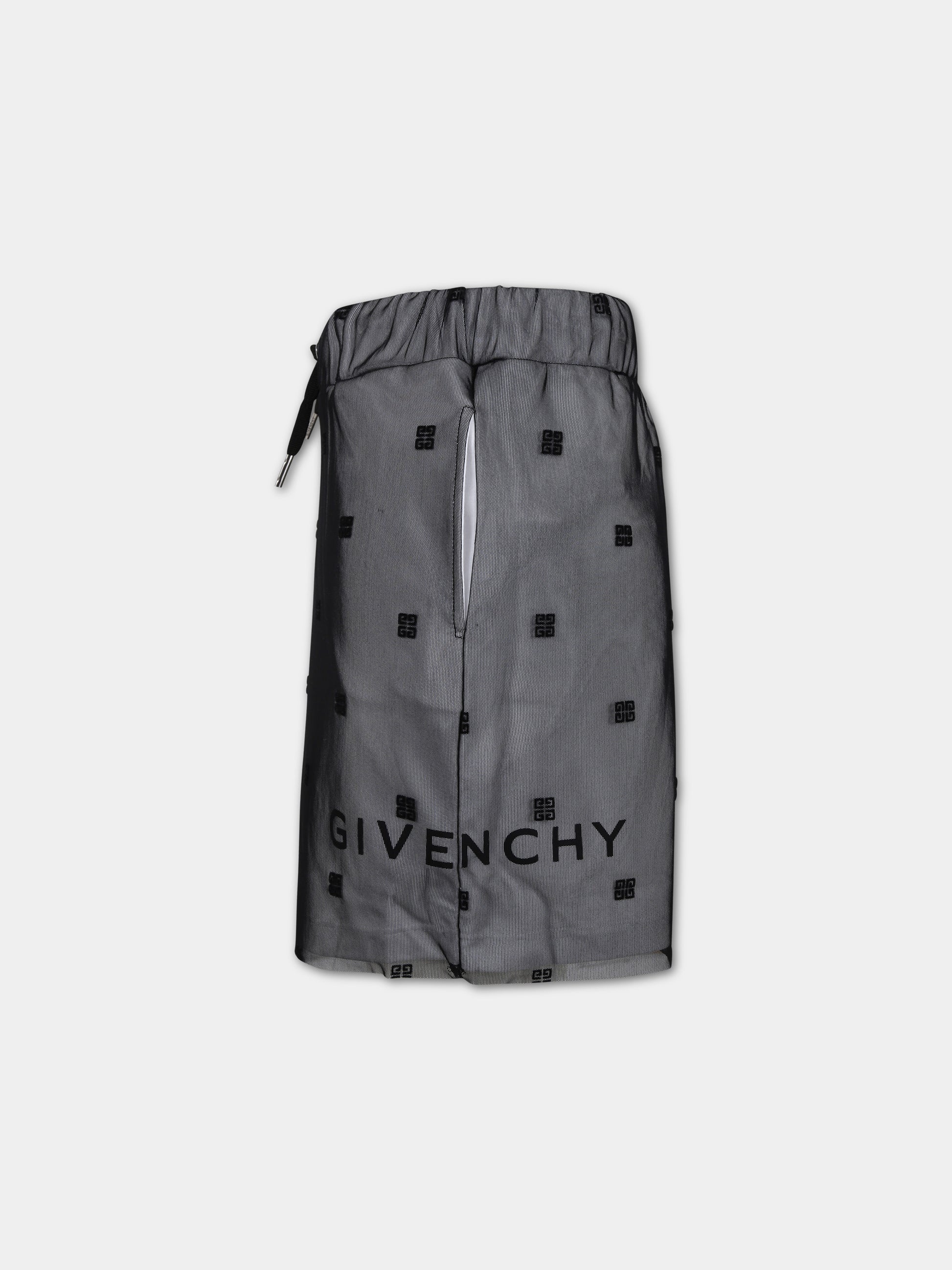 Gonna nera per bambina con motivo 4G all over,Givenchy Kids,H30029 09B