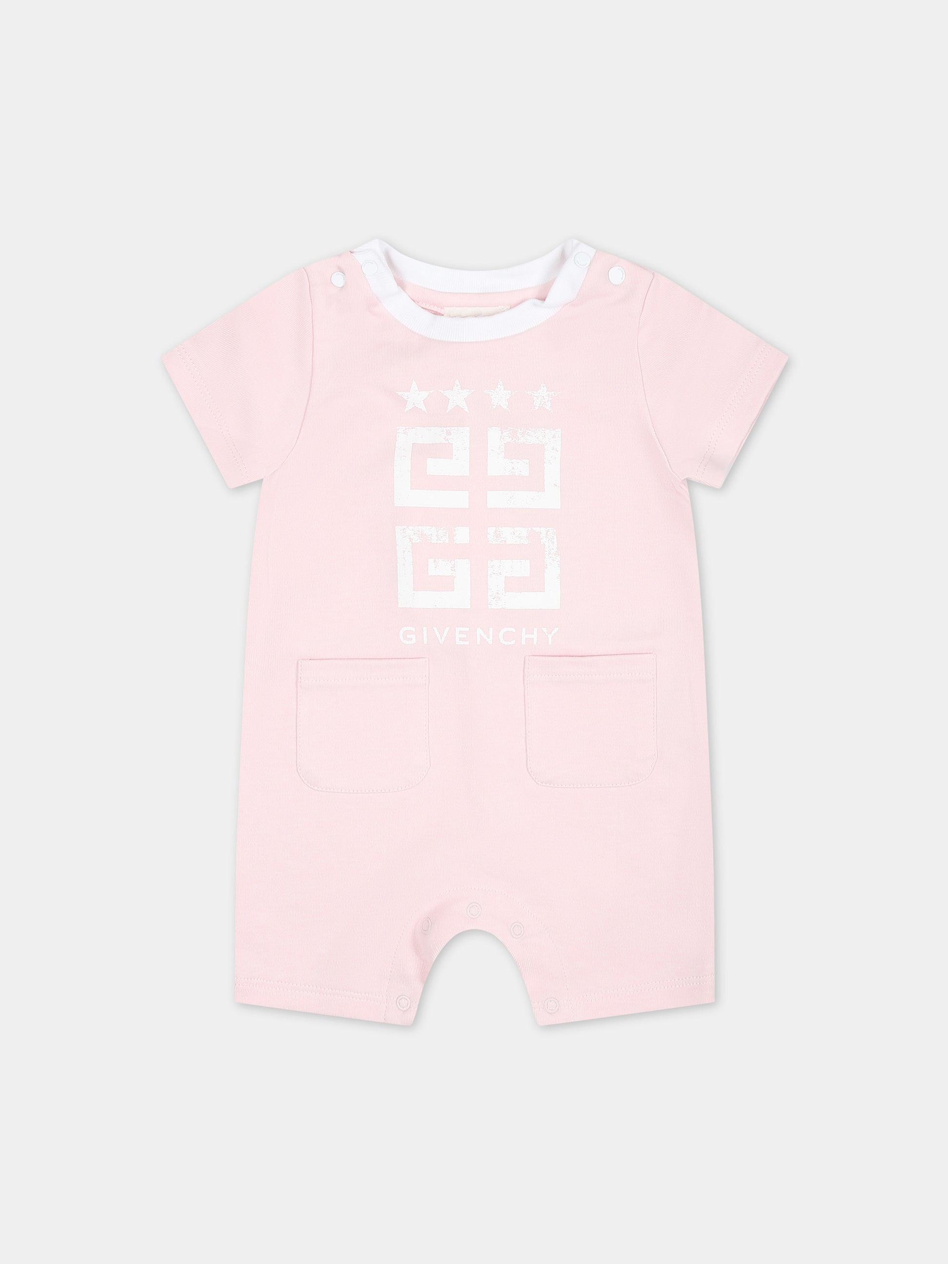 Pagliaccetto rosa per neonata con logo,Givenchy Kids,H30227 44Z