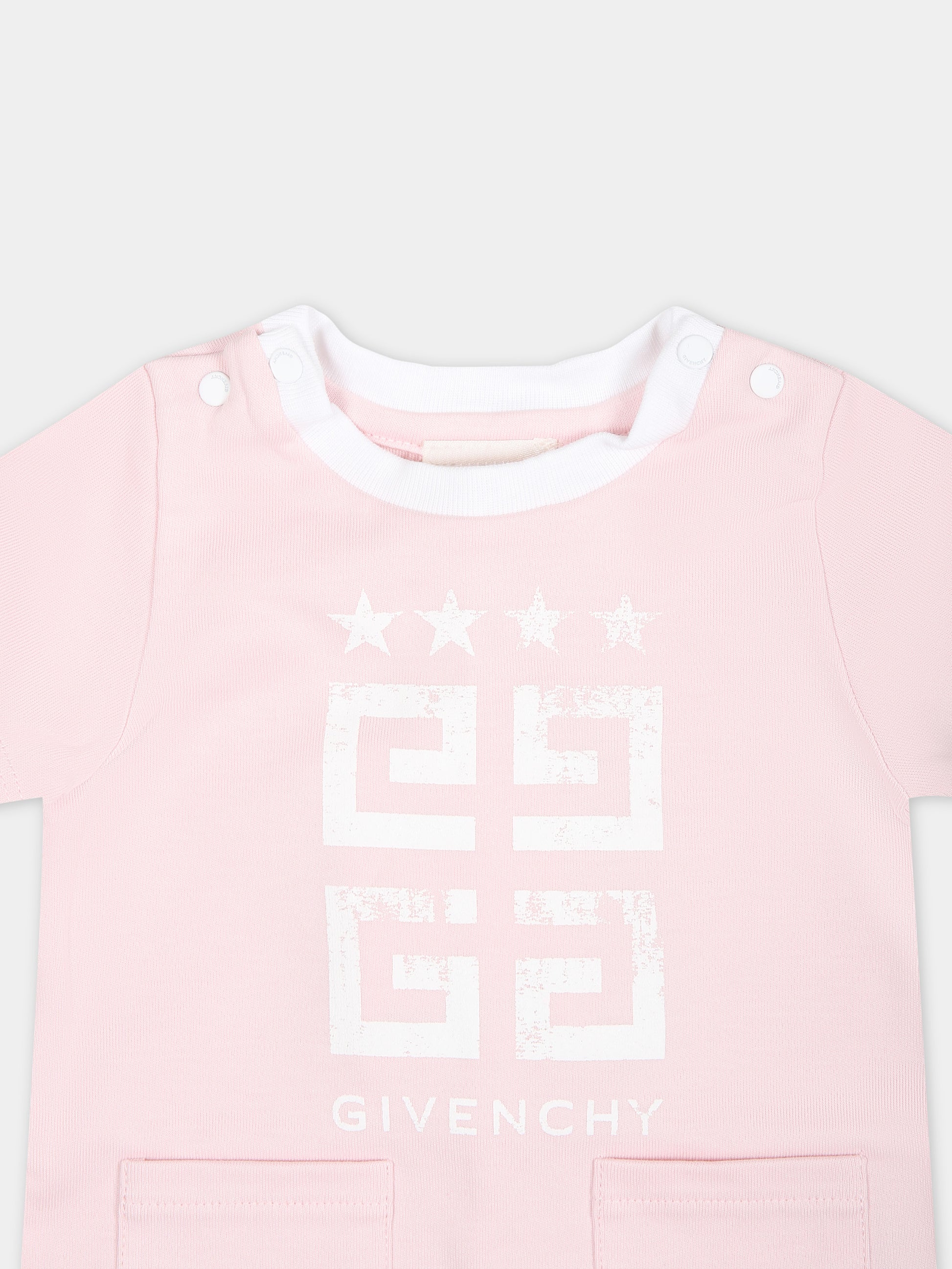 Pagliaccetto rosa per neonata con logo,Givenchy Kids,H30227 44Z