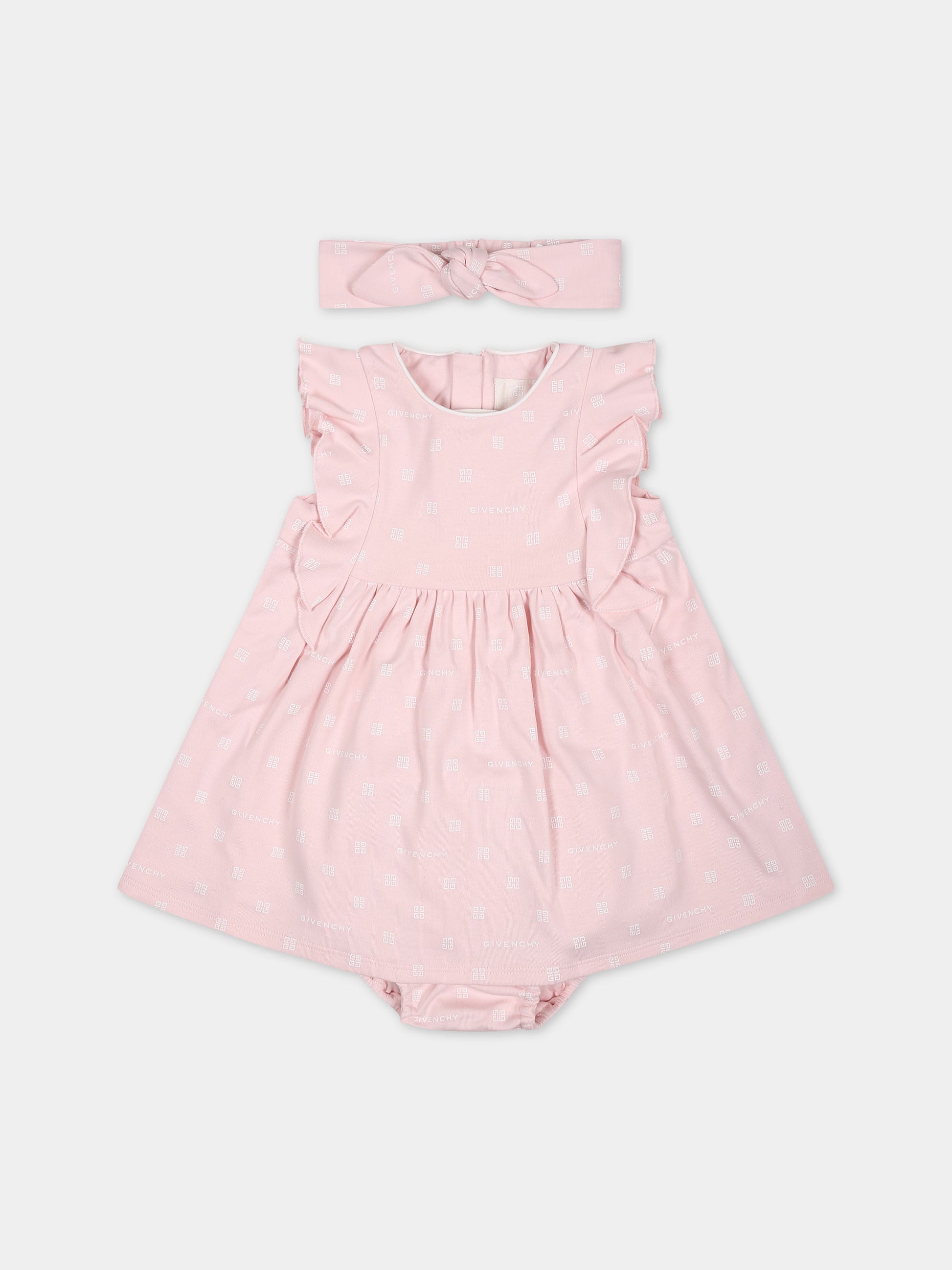 Set rosa per neonata con 4G all-over,Givenchy Kids,H30240 44Z