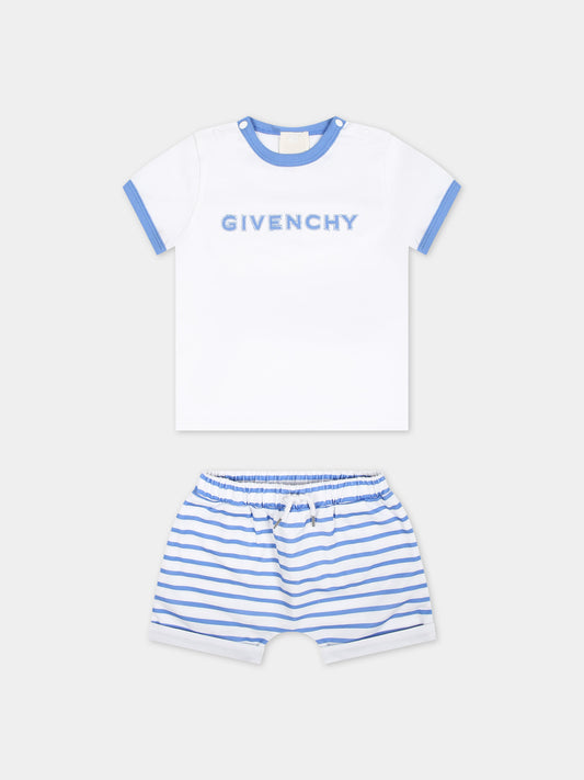 Completo celeste per neonato con logo,Givenchy Kids,H30265 824