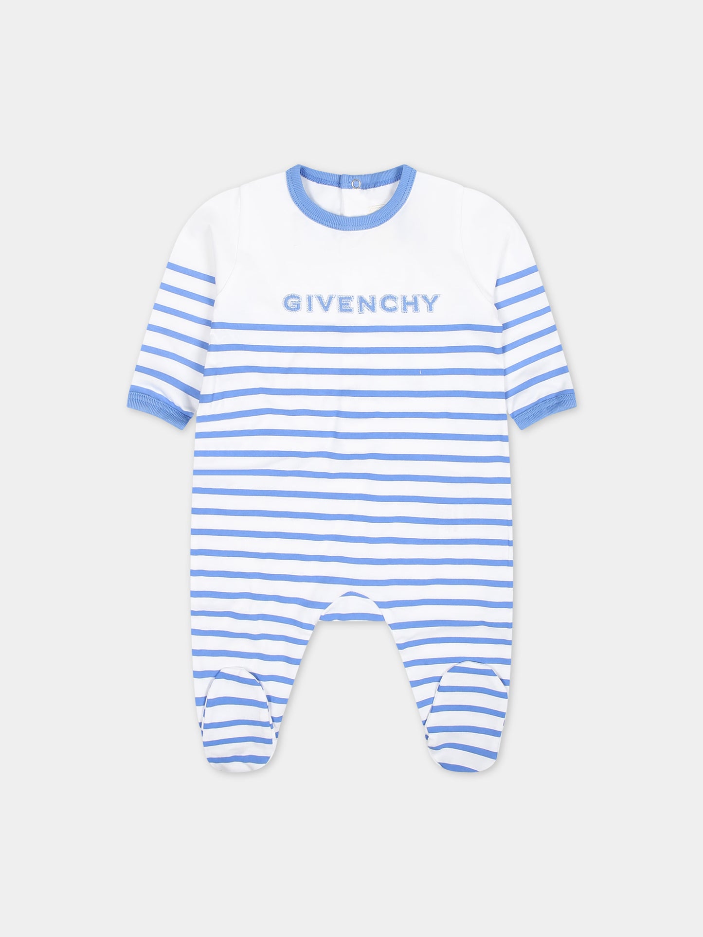 Set celeste per neonato con righe  logo,Givenchy Kids,H30291 824