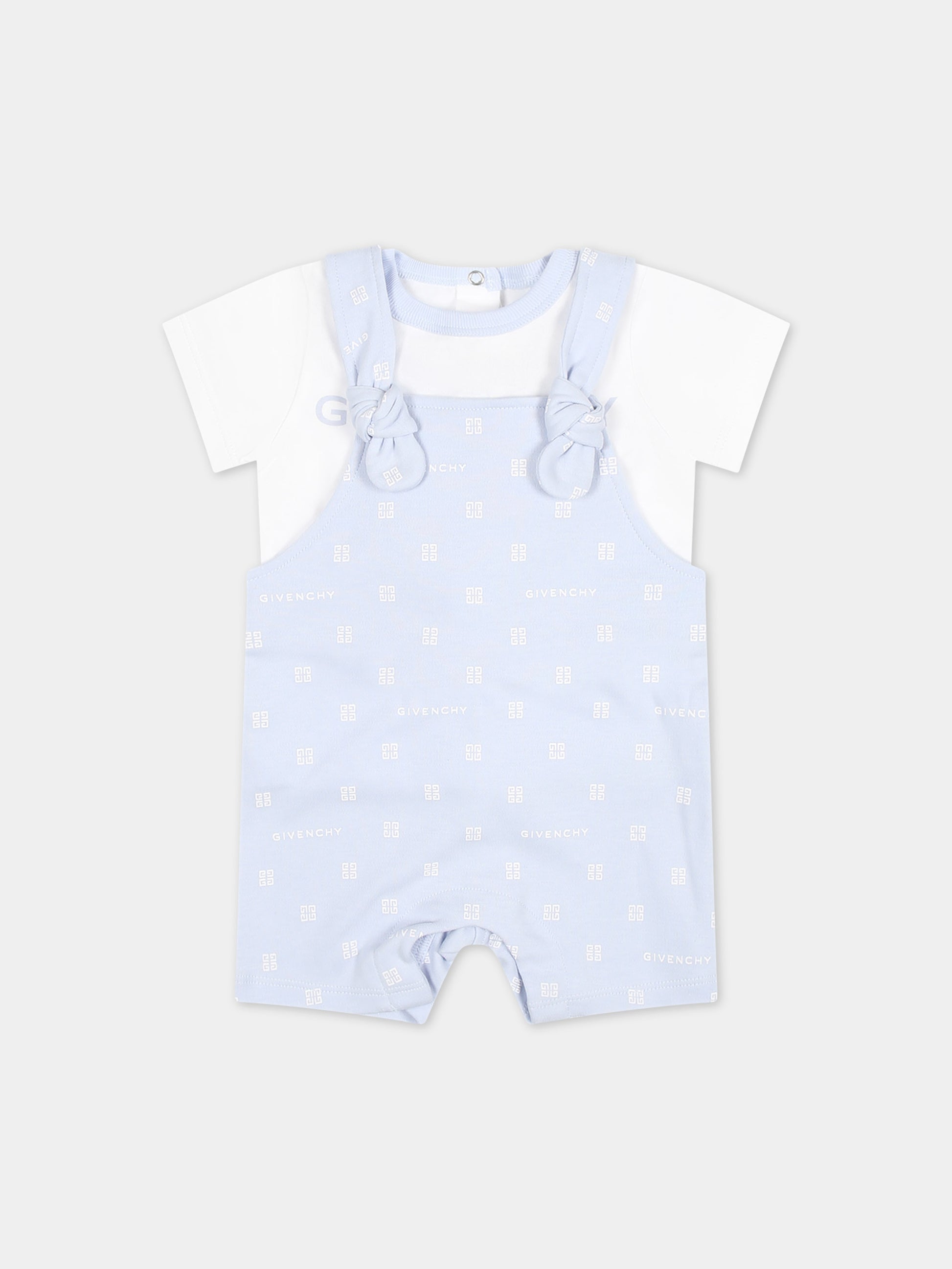 Pagliaccetto celeste per neonato con logo,Givenchy Kids,H30236 771