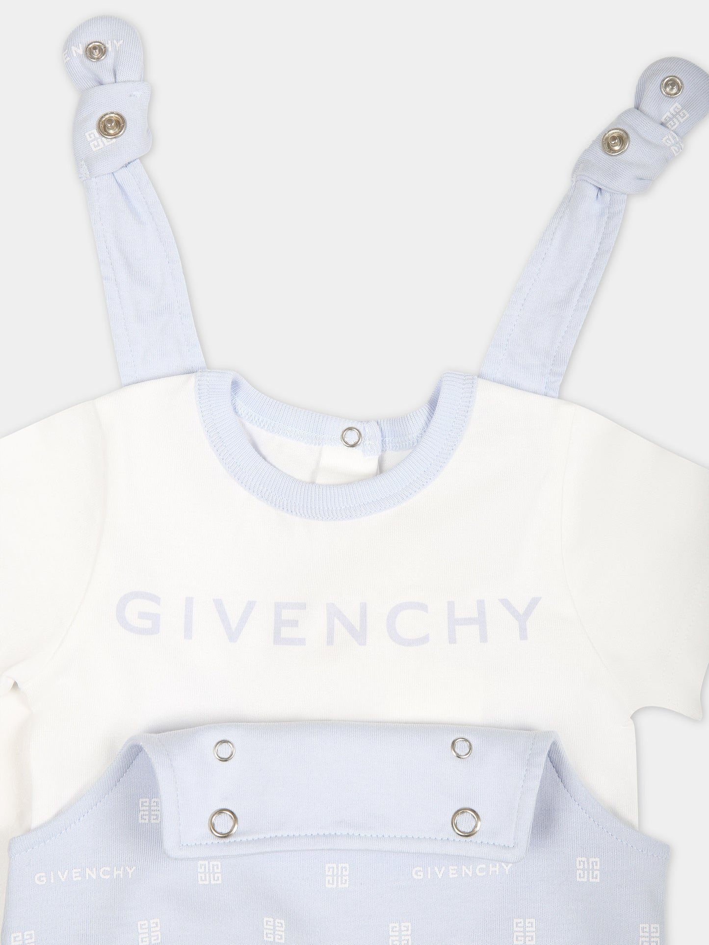 Pagliaccetto celeste per neonato con logo,Givenchy Kids,H30236 771