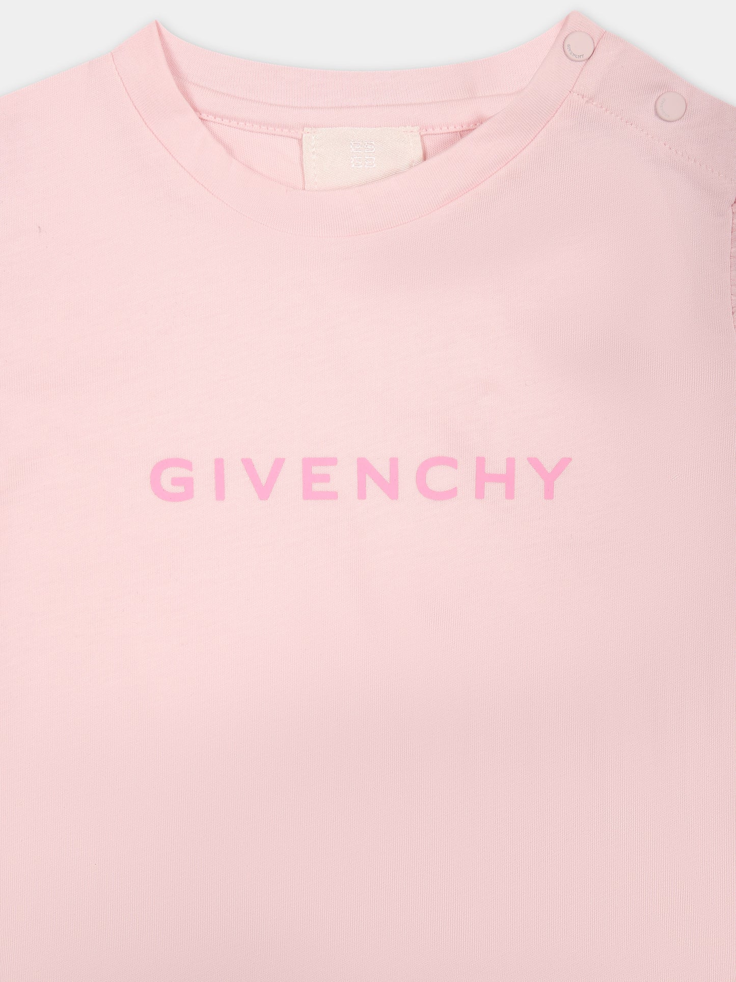 T-shirt rosa per neonata con logo,Givenchy Kids,H30196 44Z
