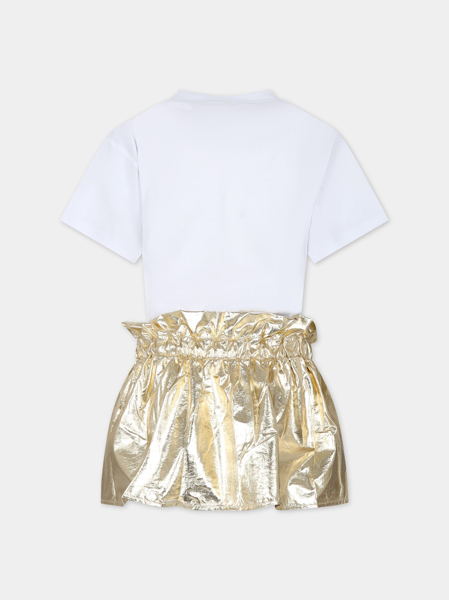 Vestito casual bianco per bambina con logo,Dkny,D60109 10P