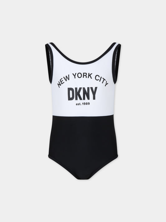 Costume intero multicolor per bambina con logo,Dkny,D60045 M41