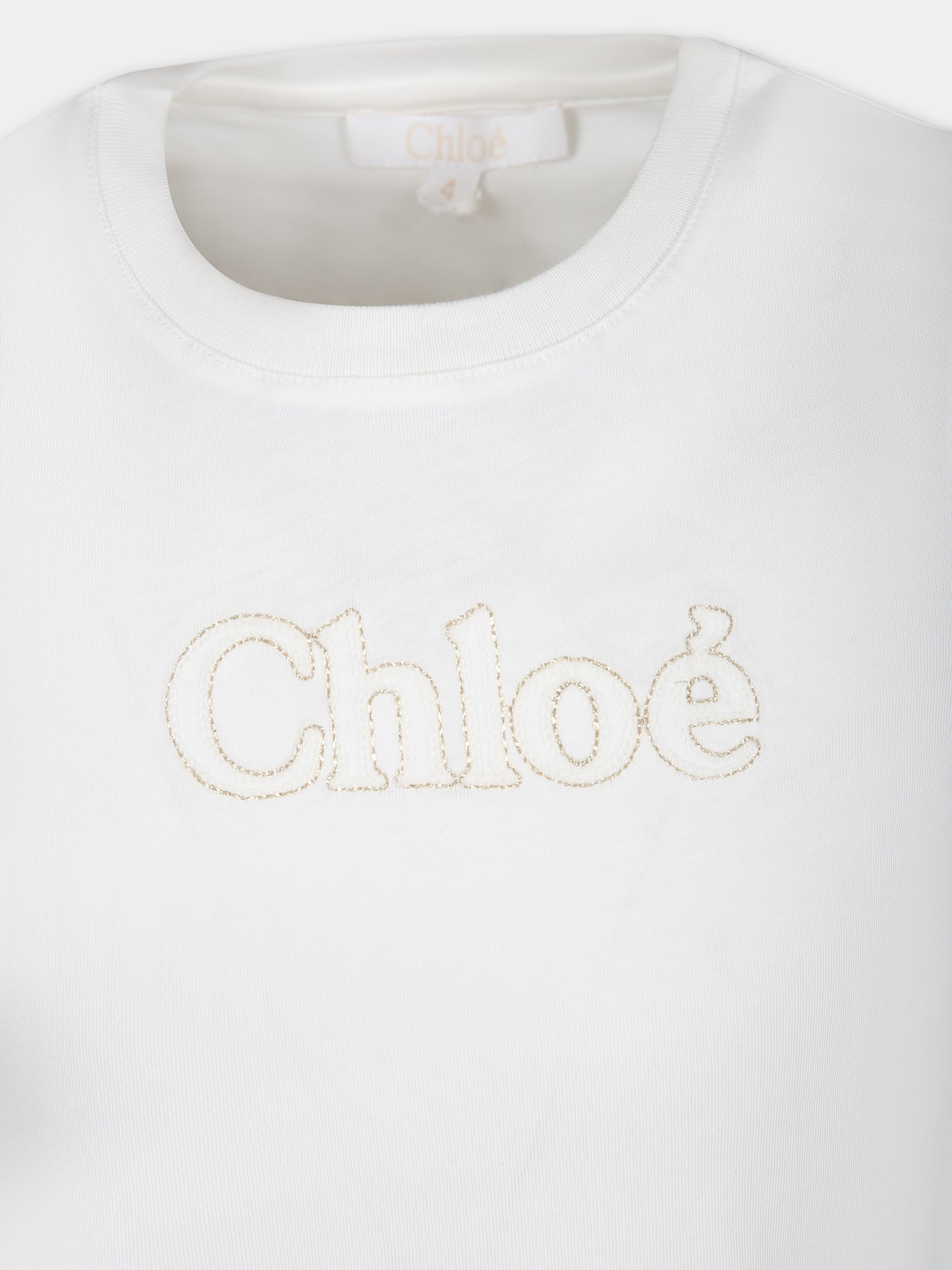 T-shirt bianca per bambina con logo,Chloé Kids,C20110 117