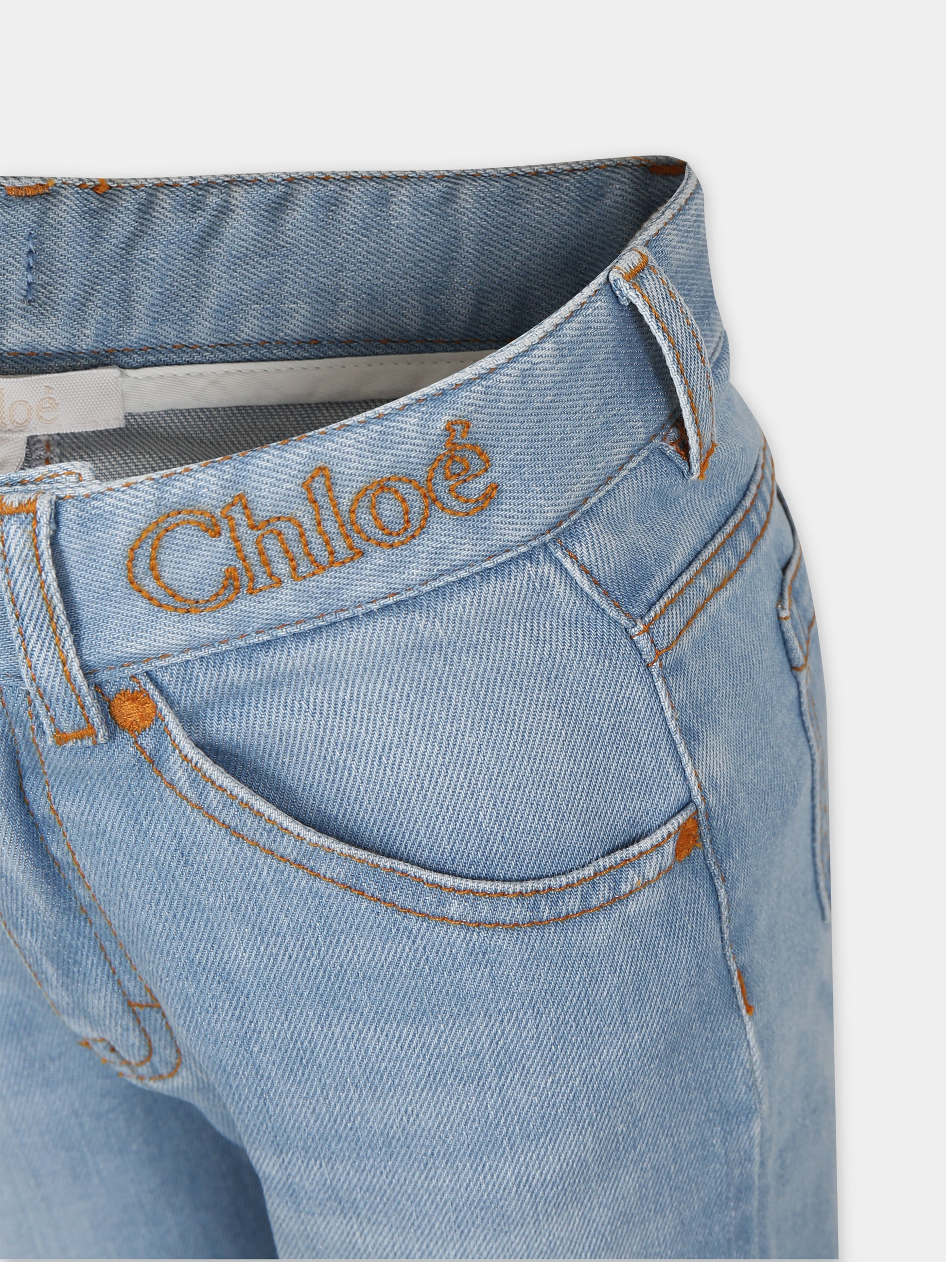 Jeans in denim per bambina con logo,Chloé Kids,C20082 Z04