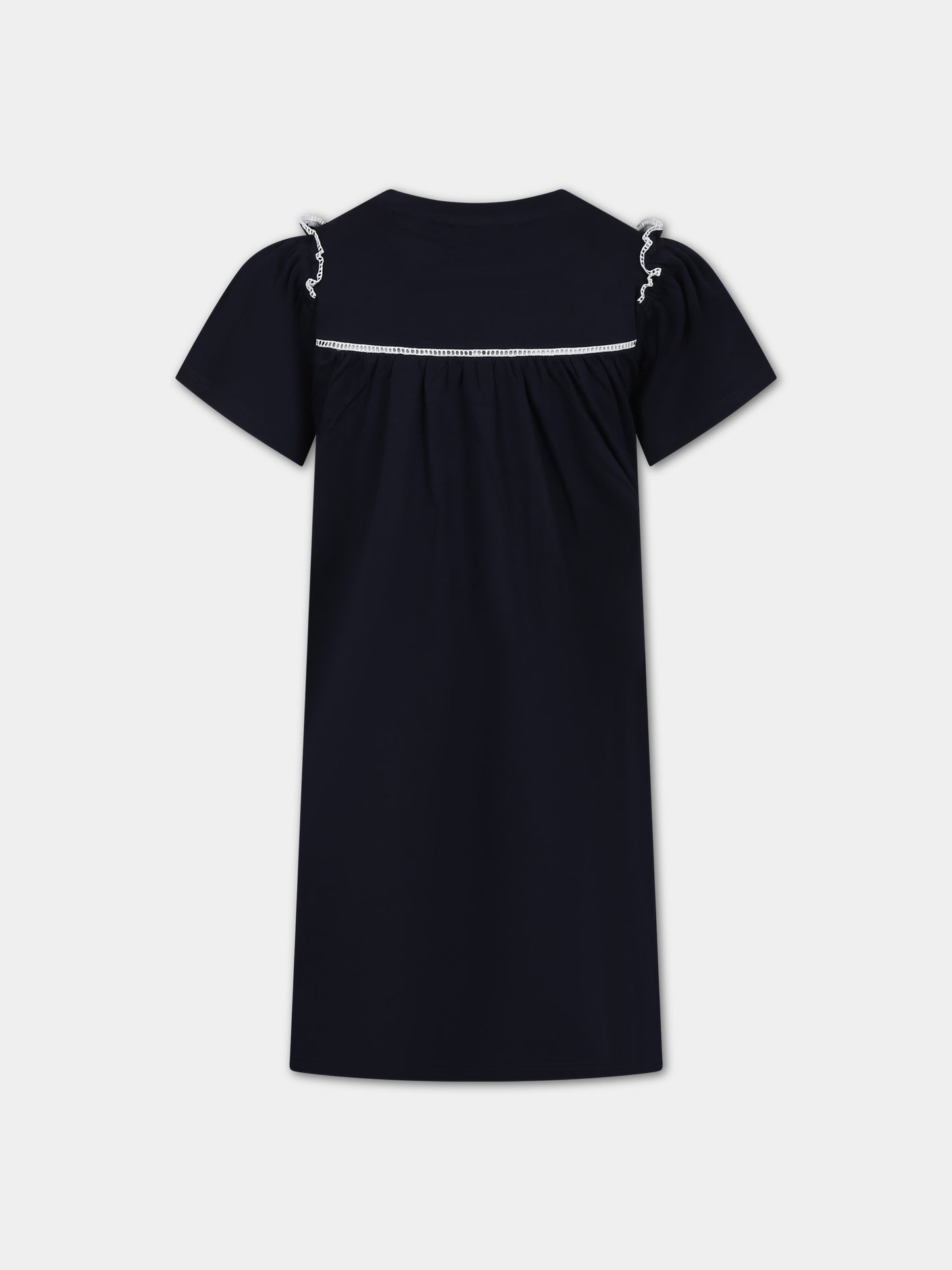 Vestito blu per neonata con logo,Chloé Kids,C20071 859