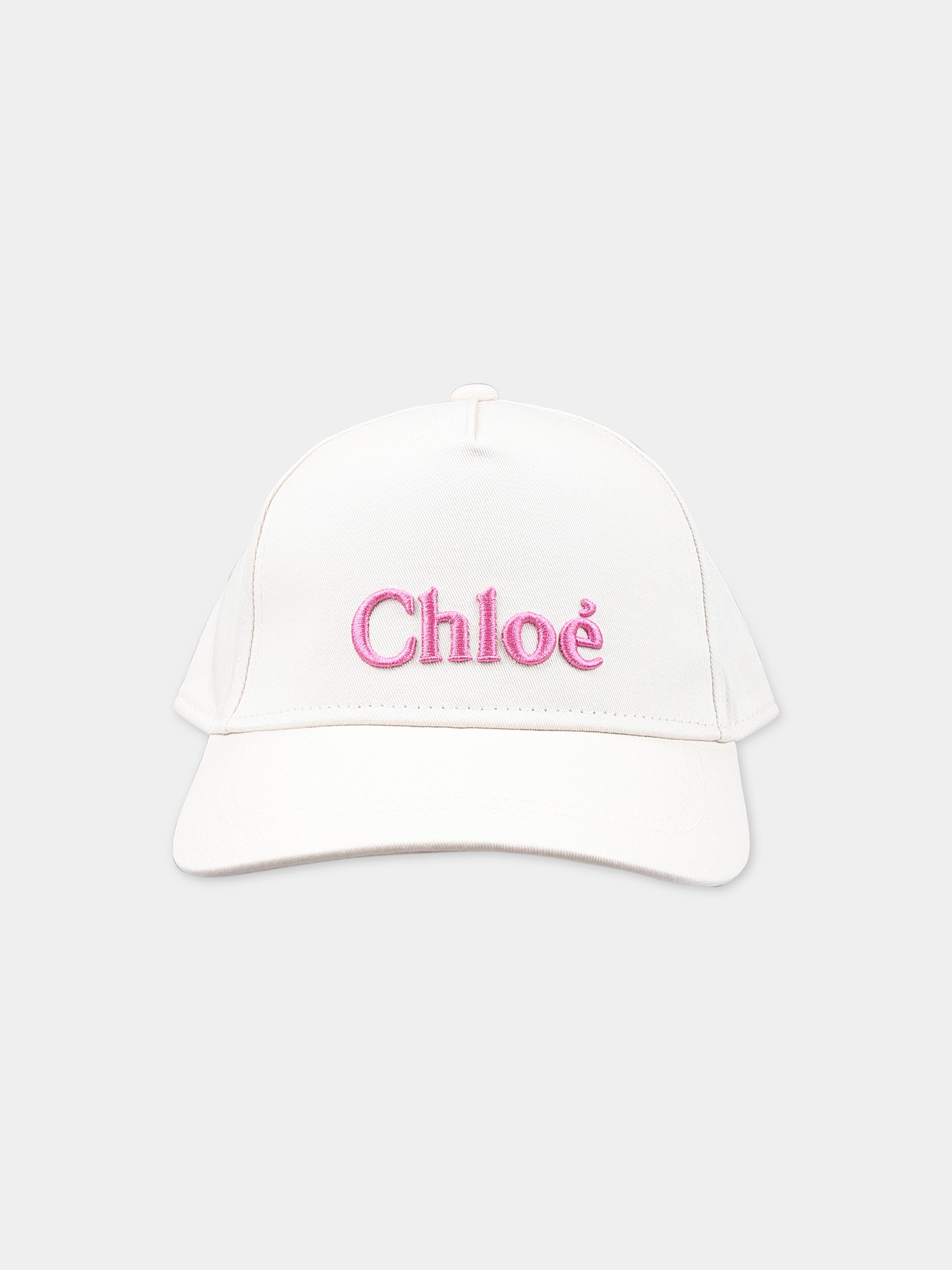 Cappello con visiera bianco per bambina con logo,Chloé Kids,C20049 117