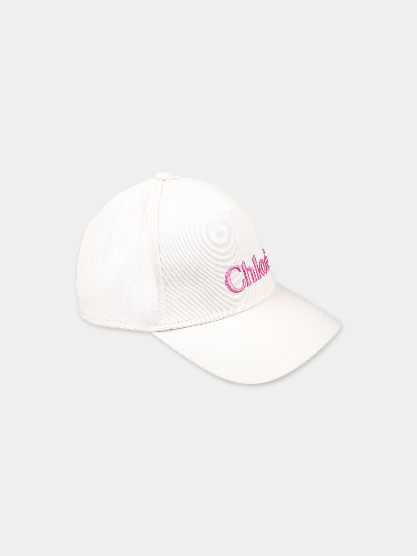 Cappello con visiera bianco per bambina con logo,Chloé Kids,C20049 117