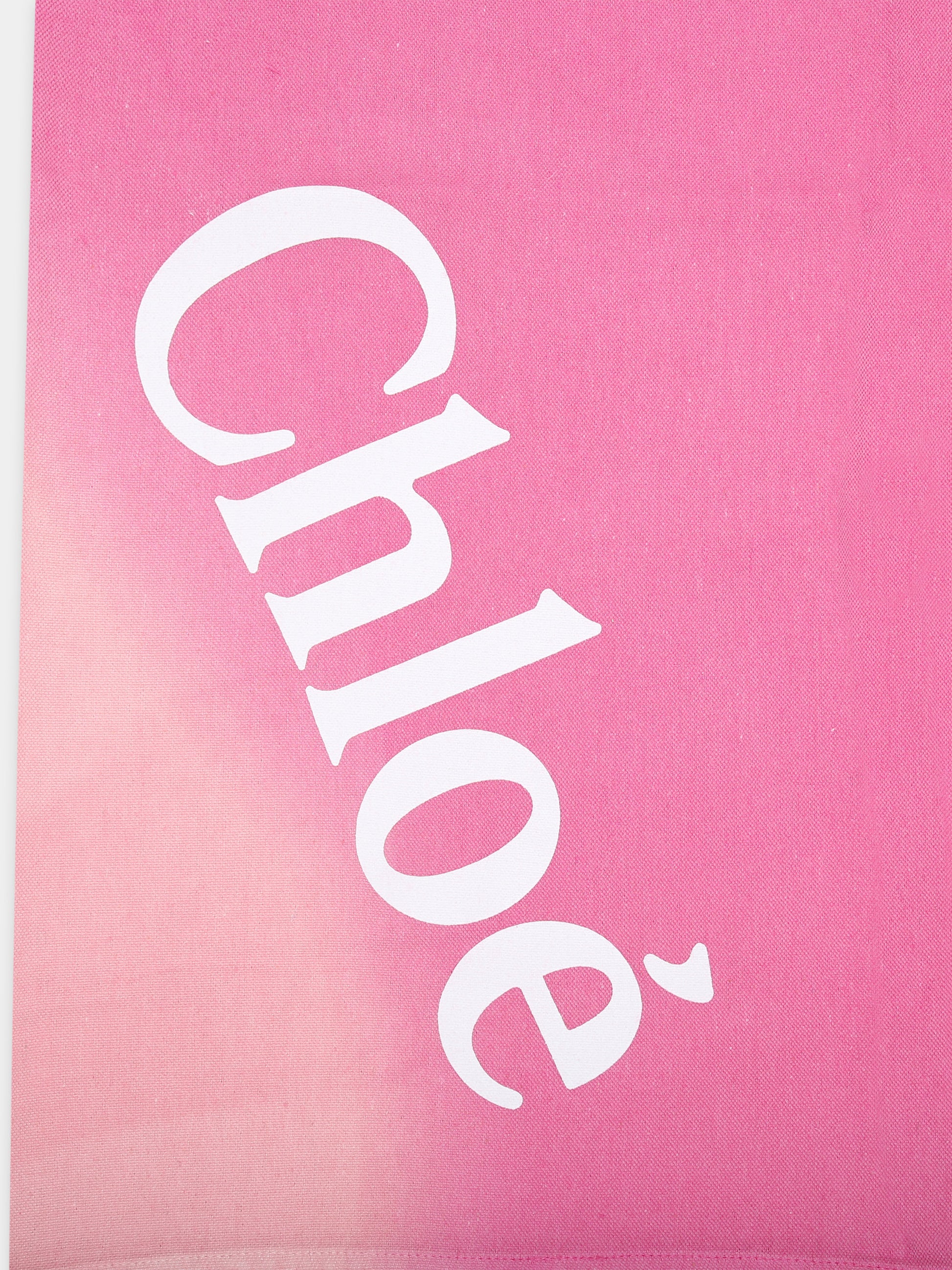Telo mare rosa per bambina con logo,Chloé Kids,C20052 S05