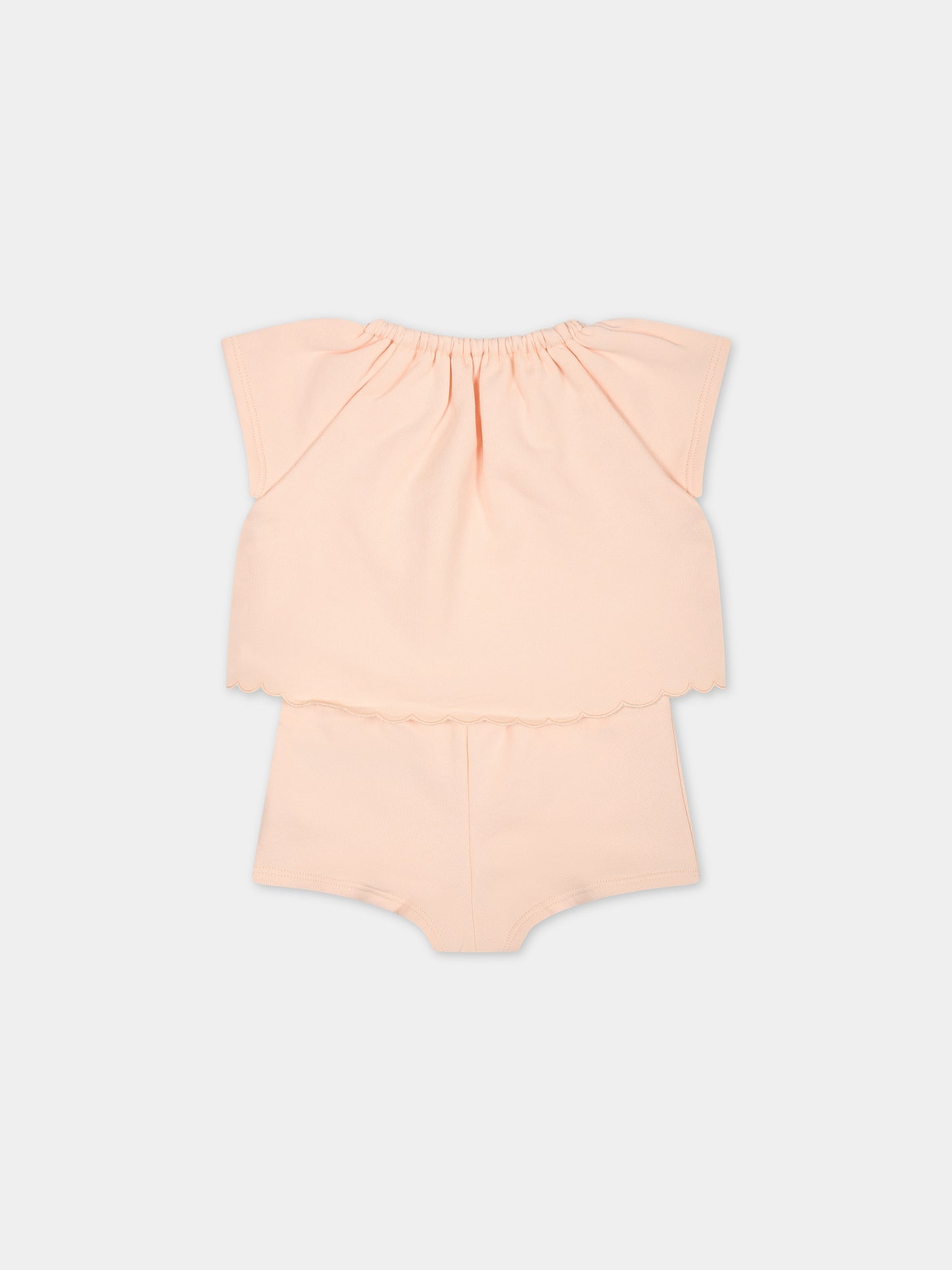 Completo sportivo rosa per neonata con logo,Chloé Kids,C20012 45F