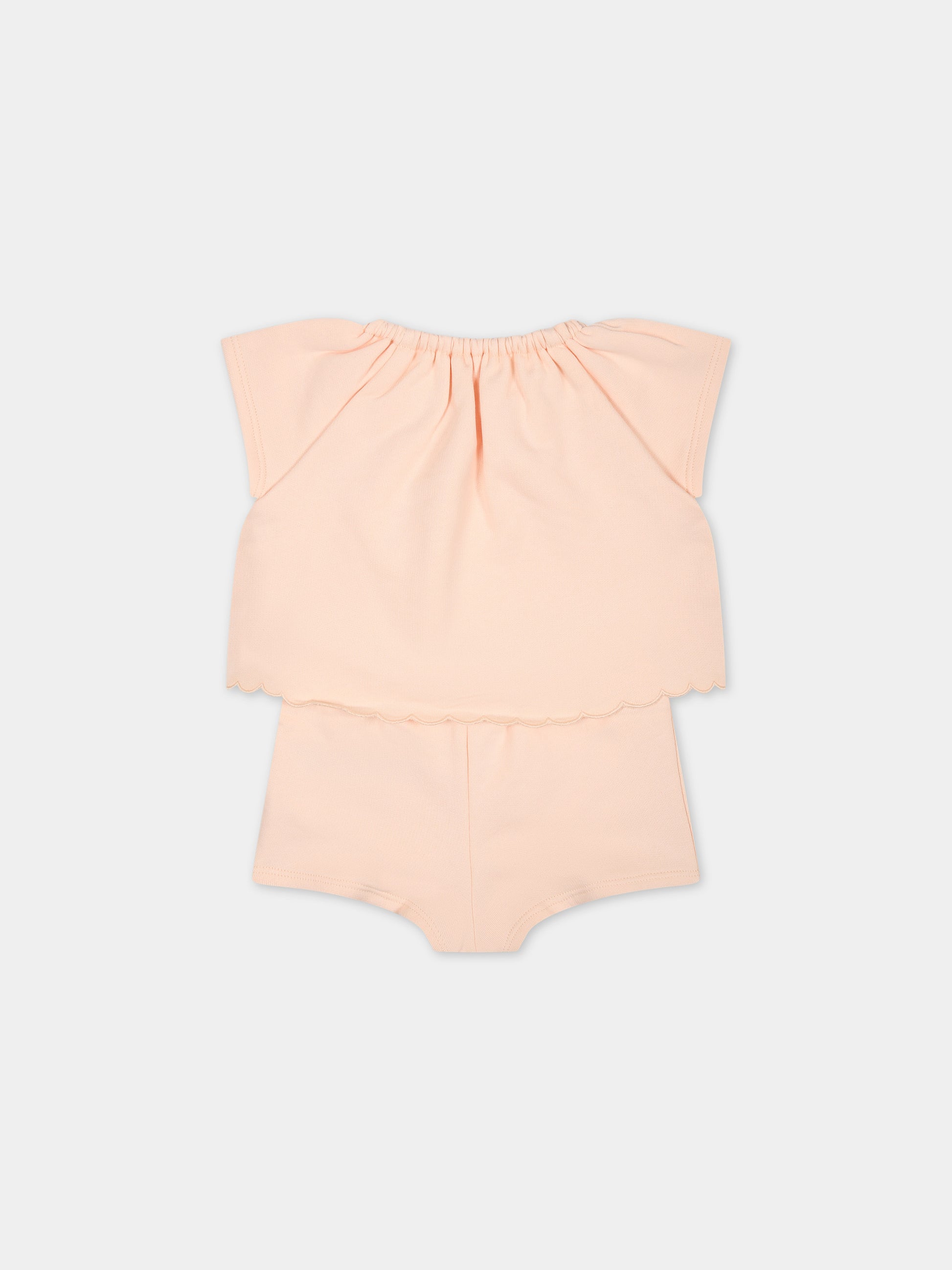 Completo sportivo rosa per neonata con logo,Chloé Kids,C20012 45F