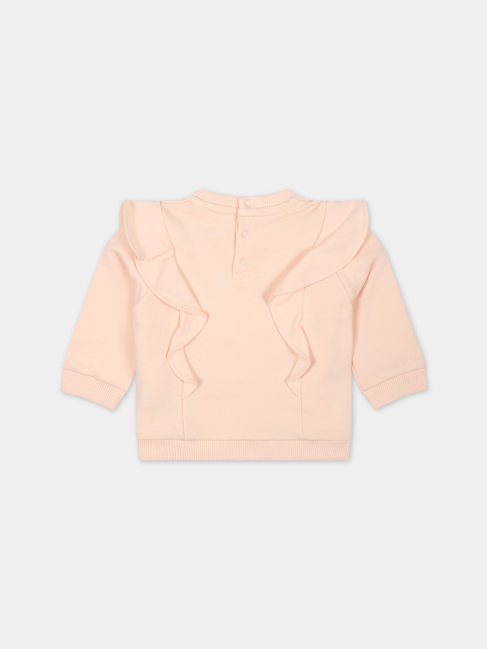 Felpa rosa per neonata con logo,Chloé Kids,C20024 45F