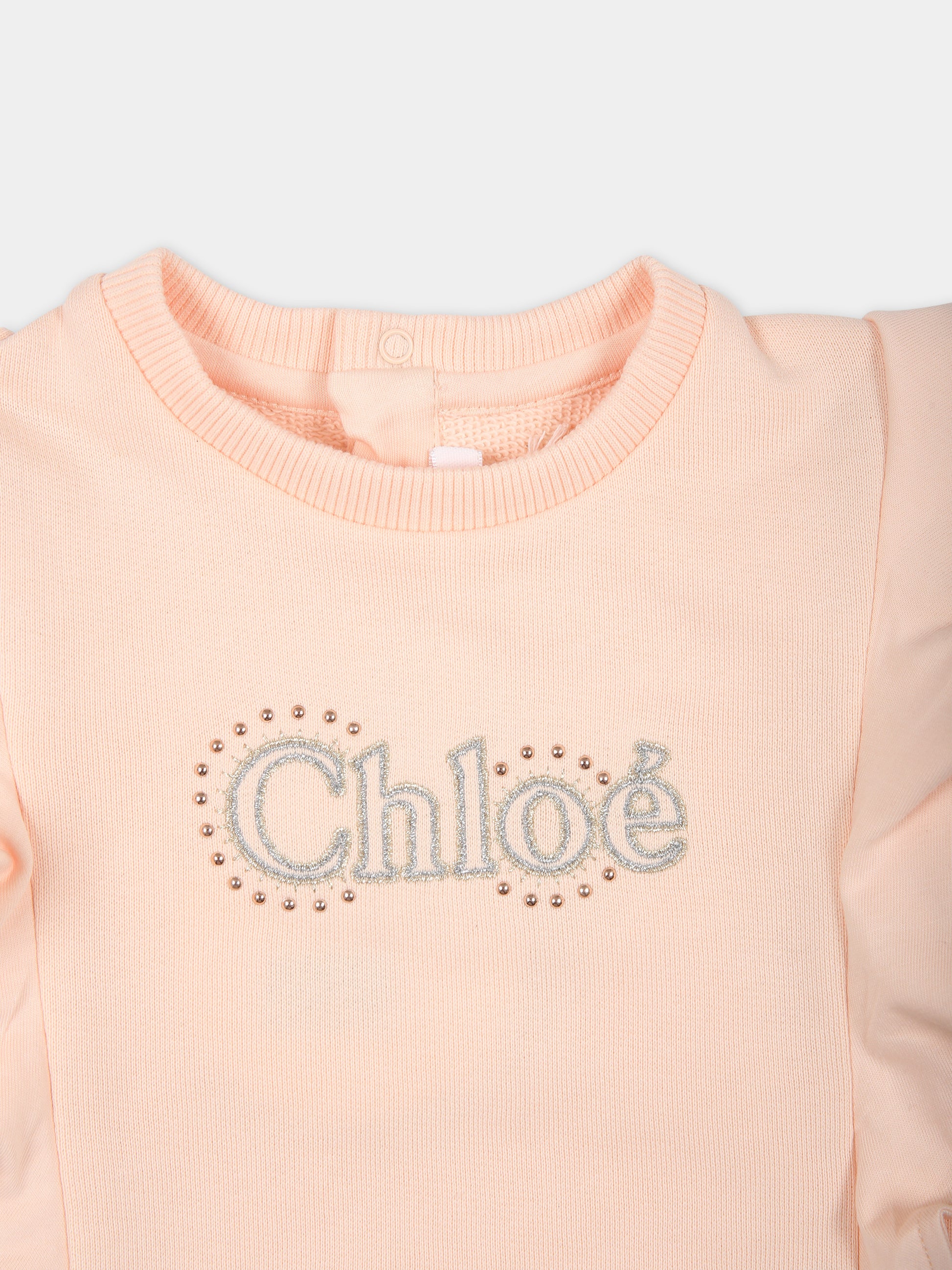 Felpa rosa per neonata con logo,Chloé Kids,C20024 45F