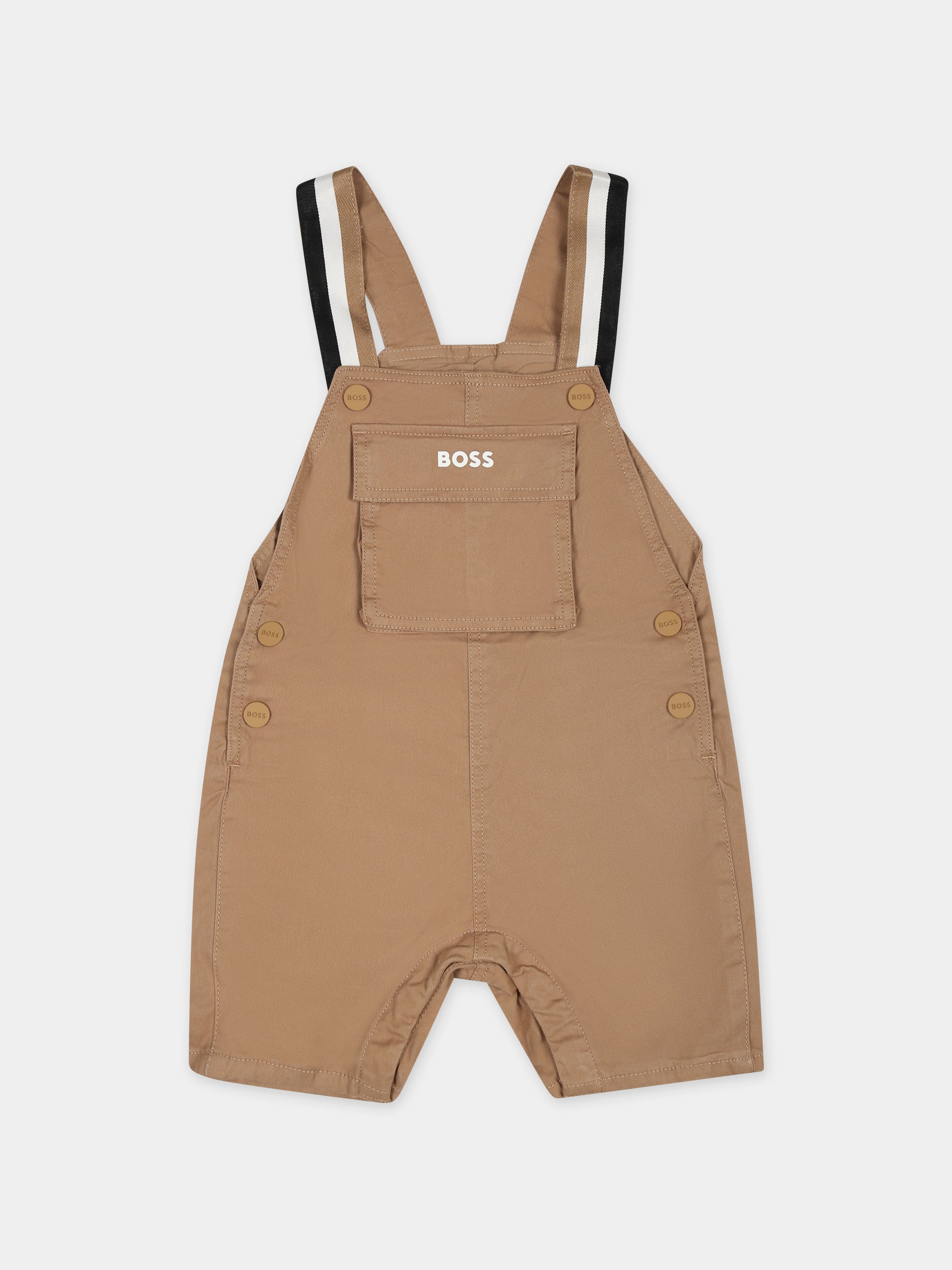 Salopette marrone per neonato con logo,Boss,J50790 269