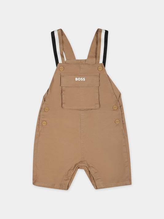 Salopette marrone per neonato con logo,Boss,J50790 269