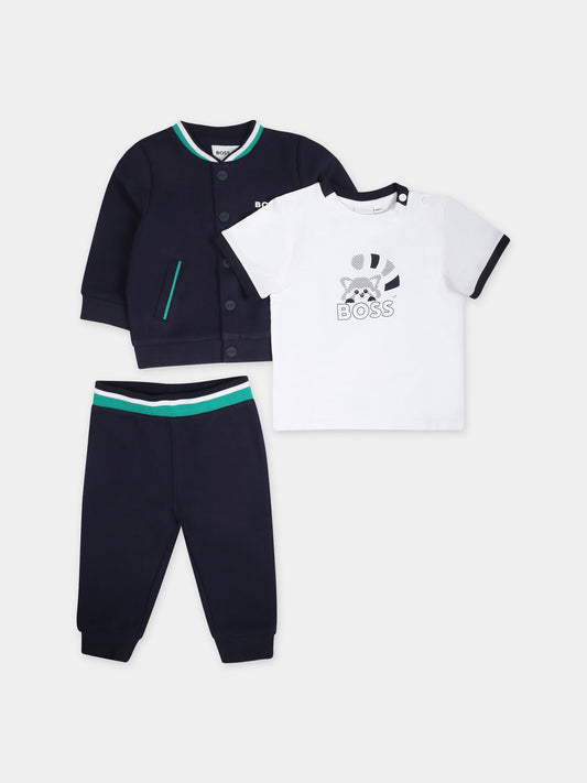 Completo sportivo blu per neonato,Boss,J50788 849