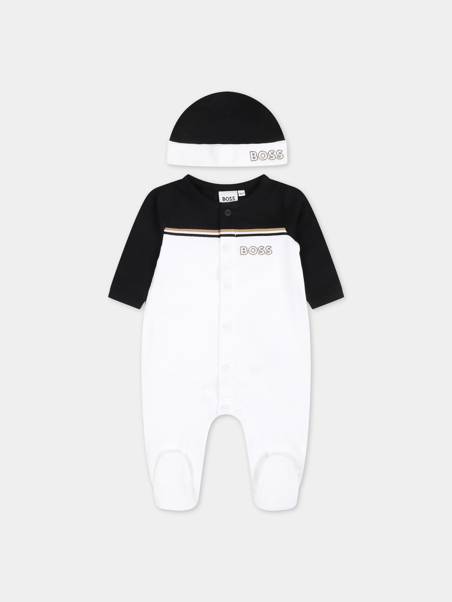 Set bianco per neonato con logo,Boss,J50794 10P