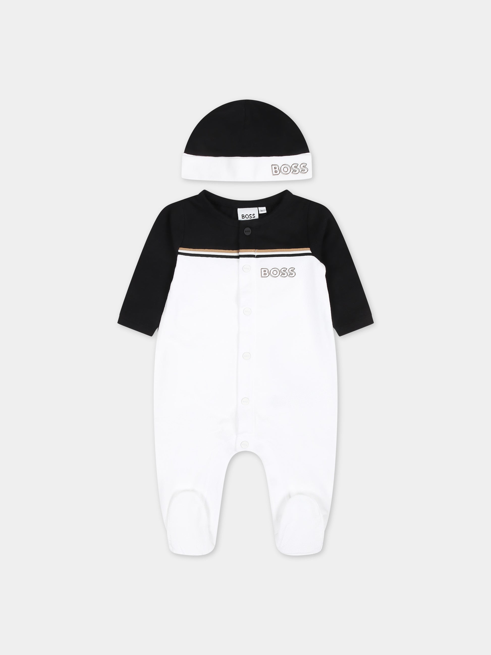 Set bianco per neonato con logo,Boss,J50794 10P