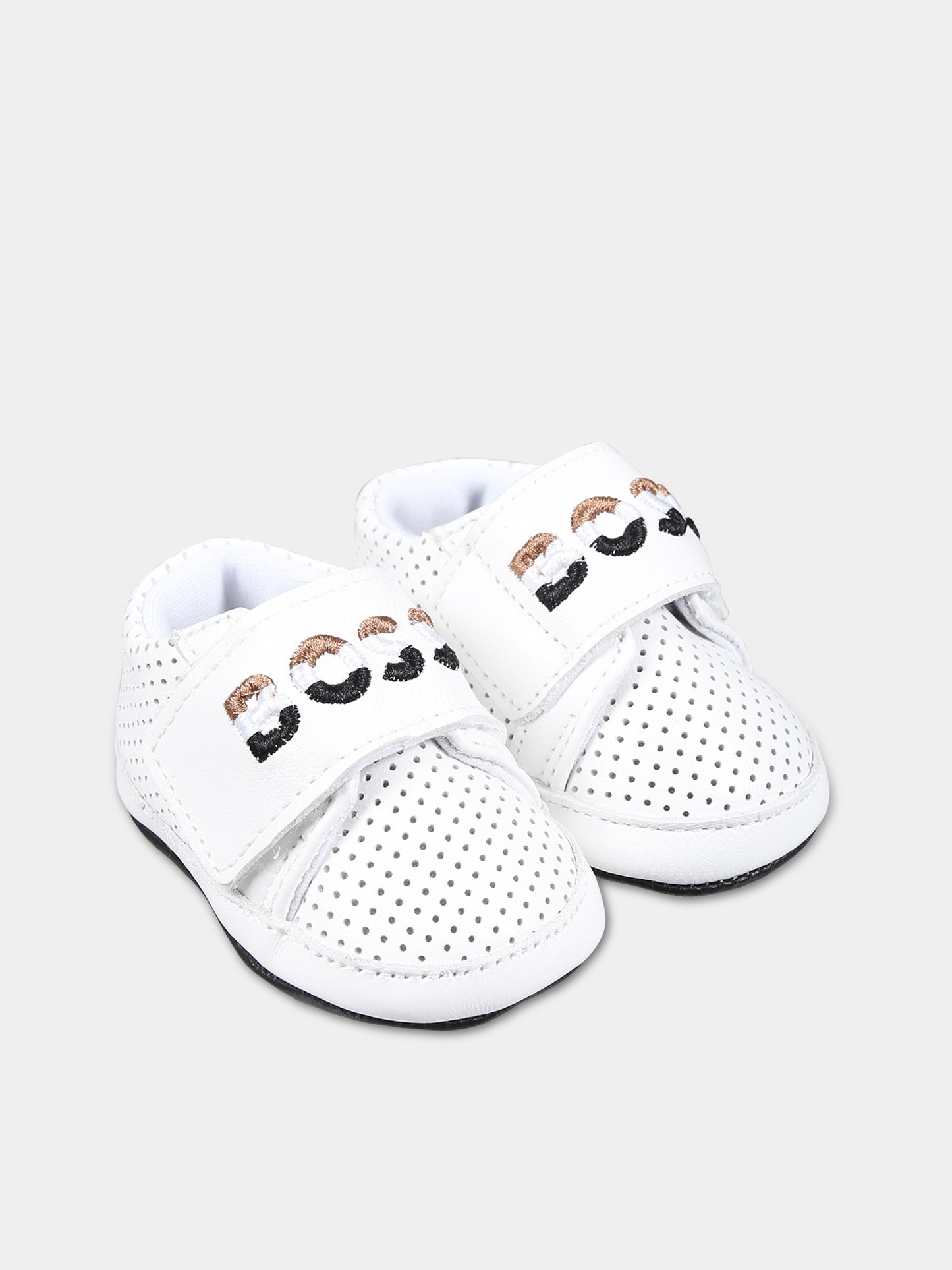Sneakers bianche per neonato con logo,Boss,J50882 10P