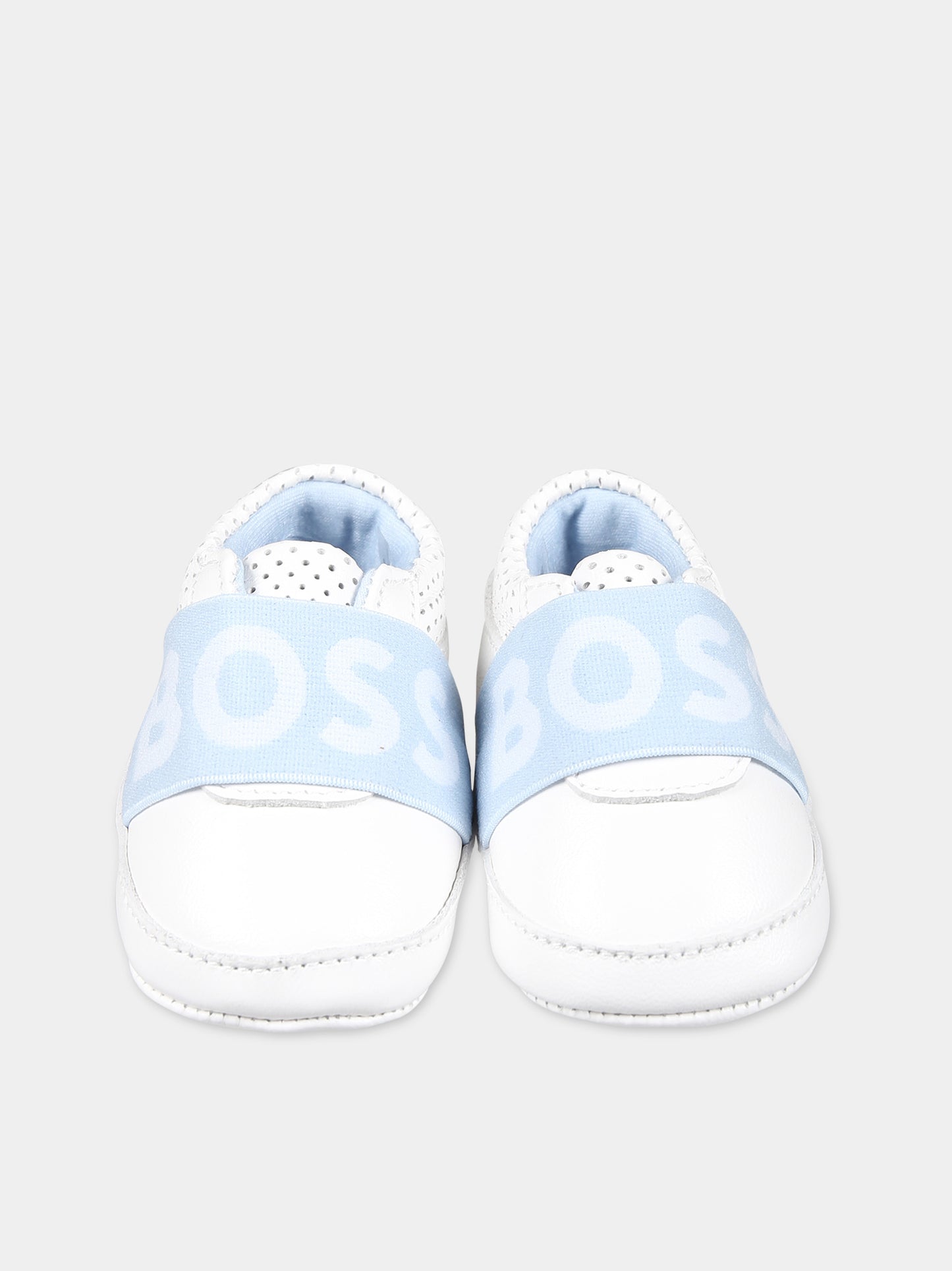 Sneakers bianche per neonato con logo,Boss,J50883 10P