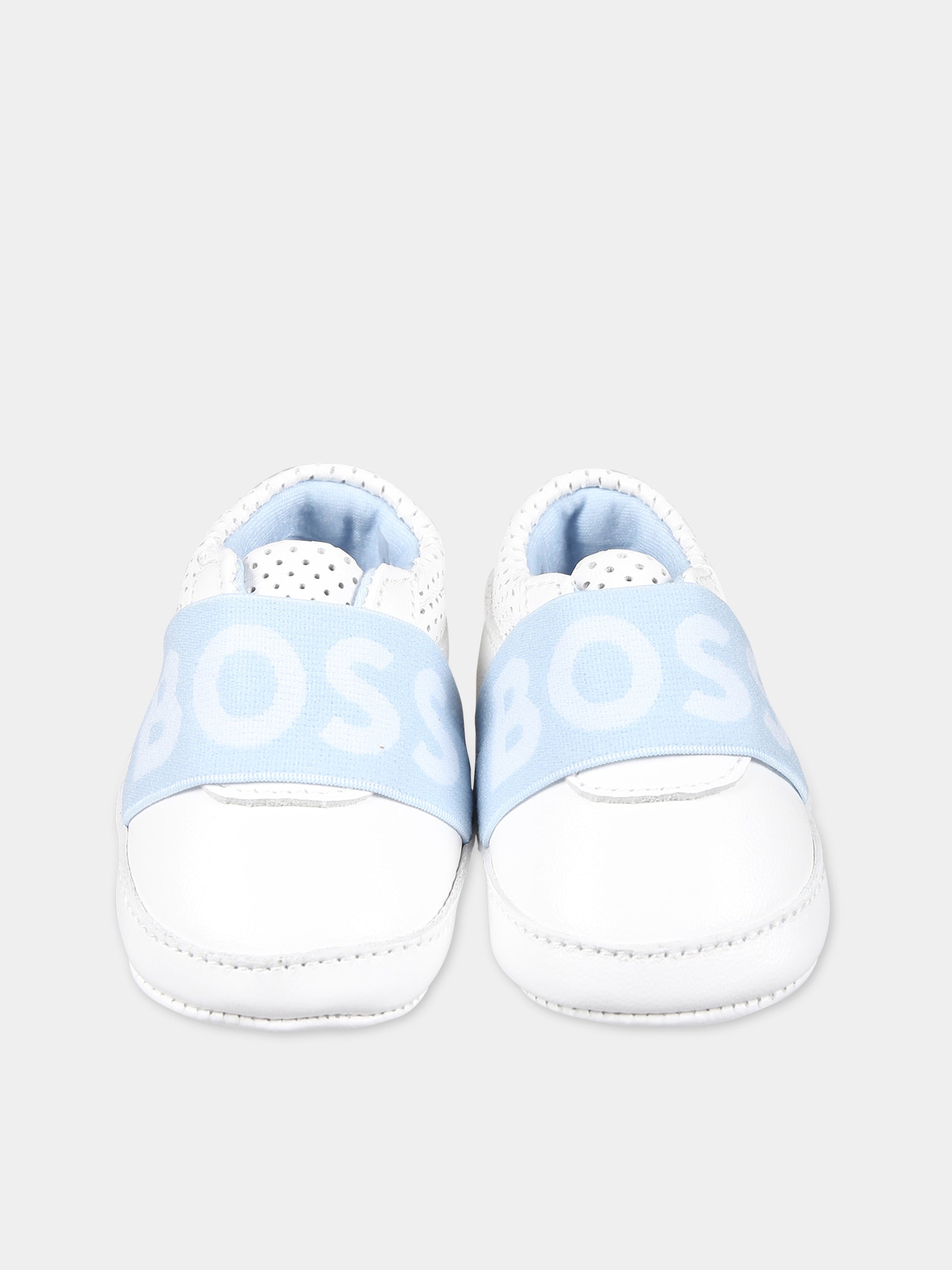 Sneakers bianche per neonato con logo,Boss,J50883 10P