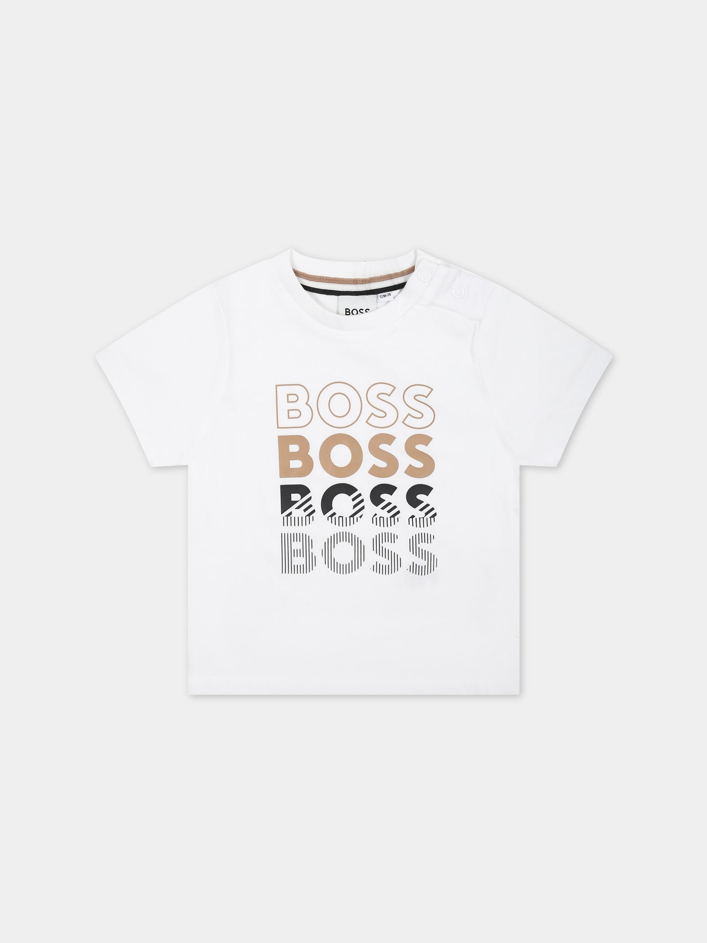 T-shirt bianca per neonato con logo,Boss,J50617 10P