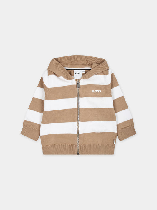 Cardigan multicolor per neonato a righe,Boss,J50594 N23