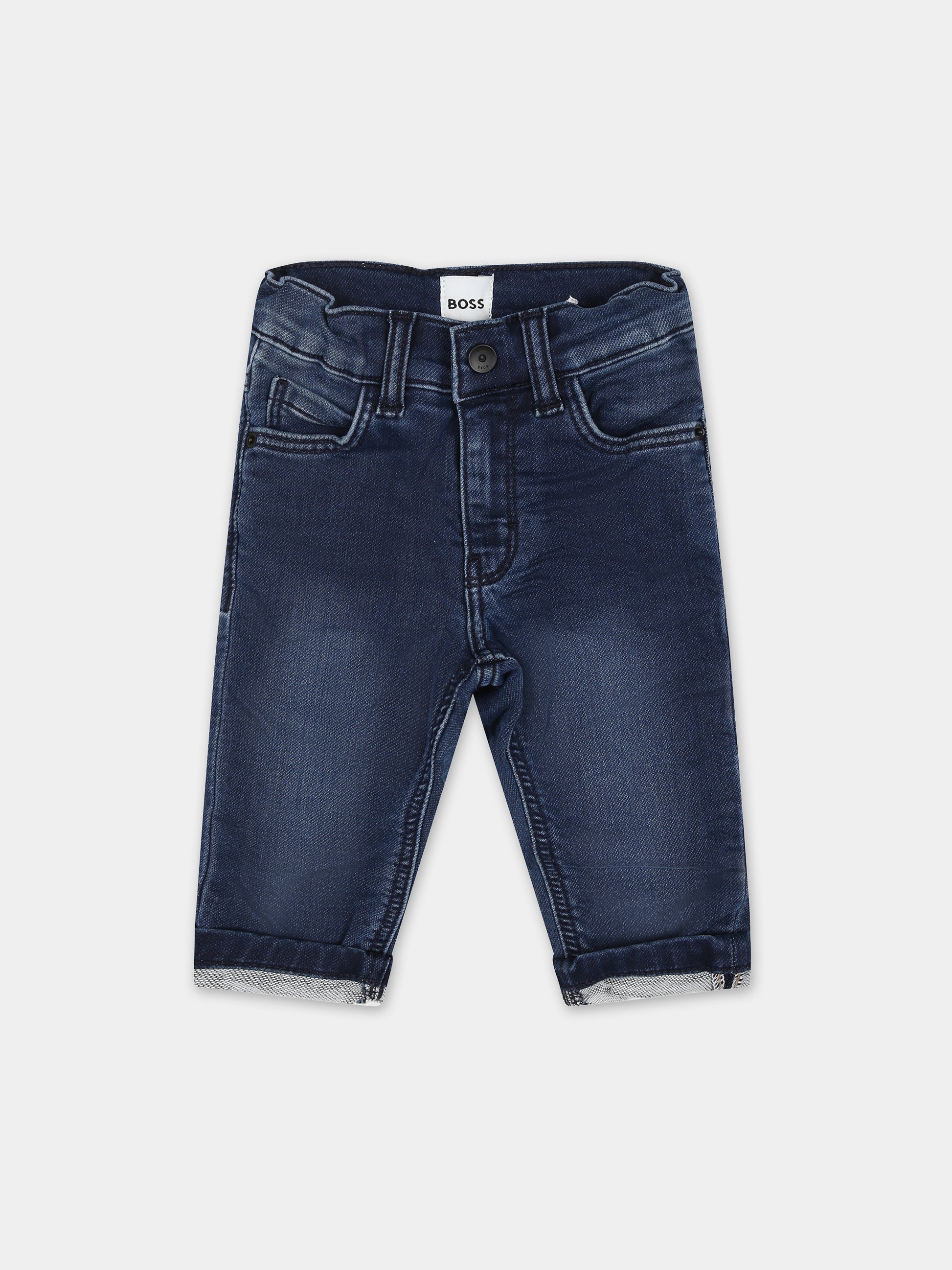 Jeans in denim per neonato con logo,Boss,J50585 Z07