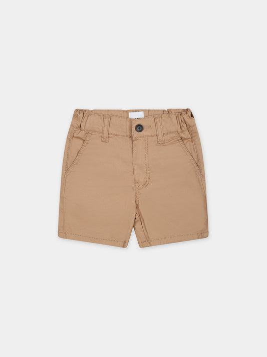Shorts marrone per neonato con dettaglio logo,Boss,J50578 269