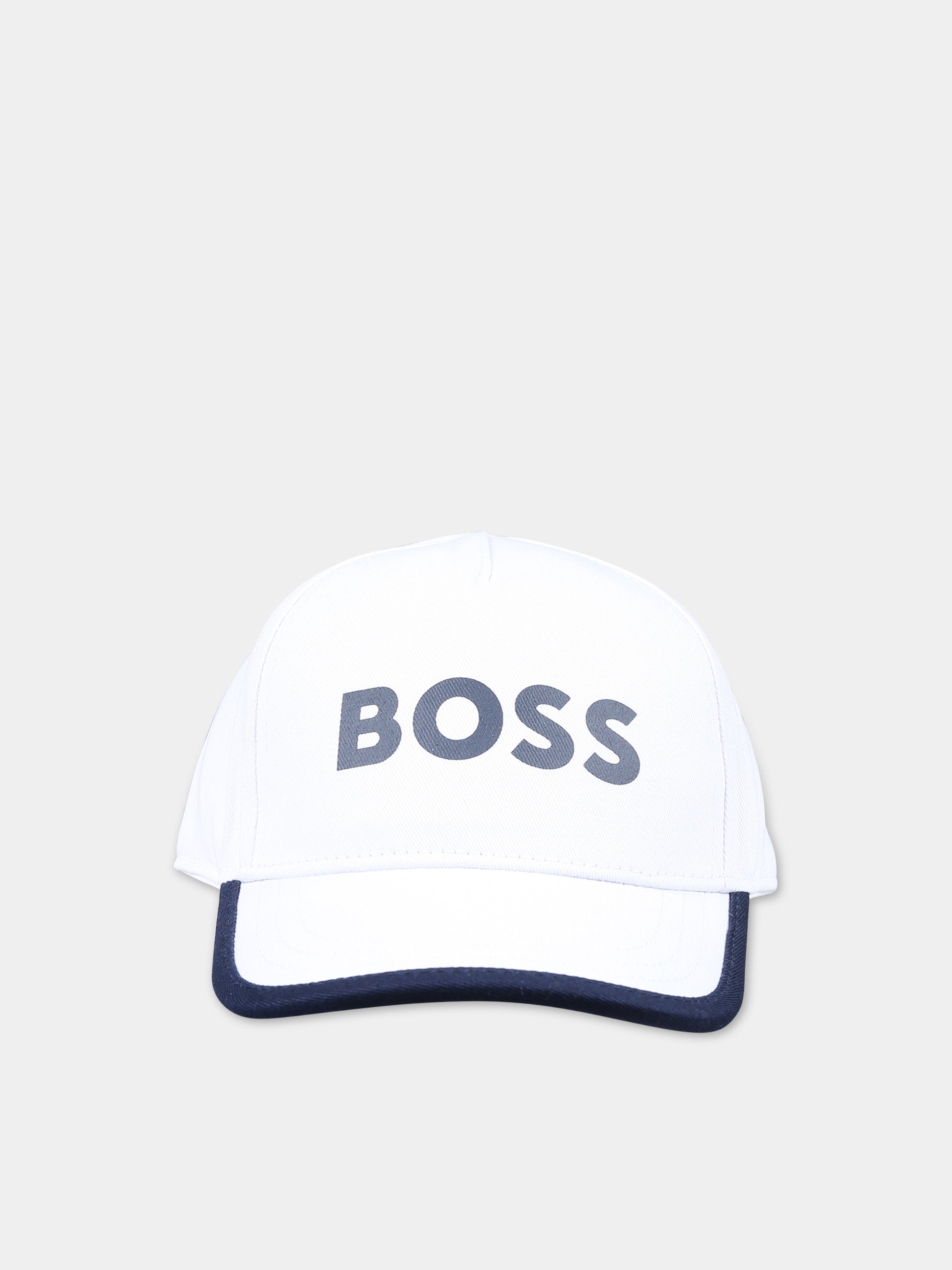 Cappello con visiera bianco per neonato con logo,Boss,J50977 10P