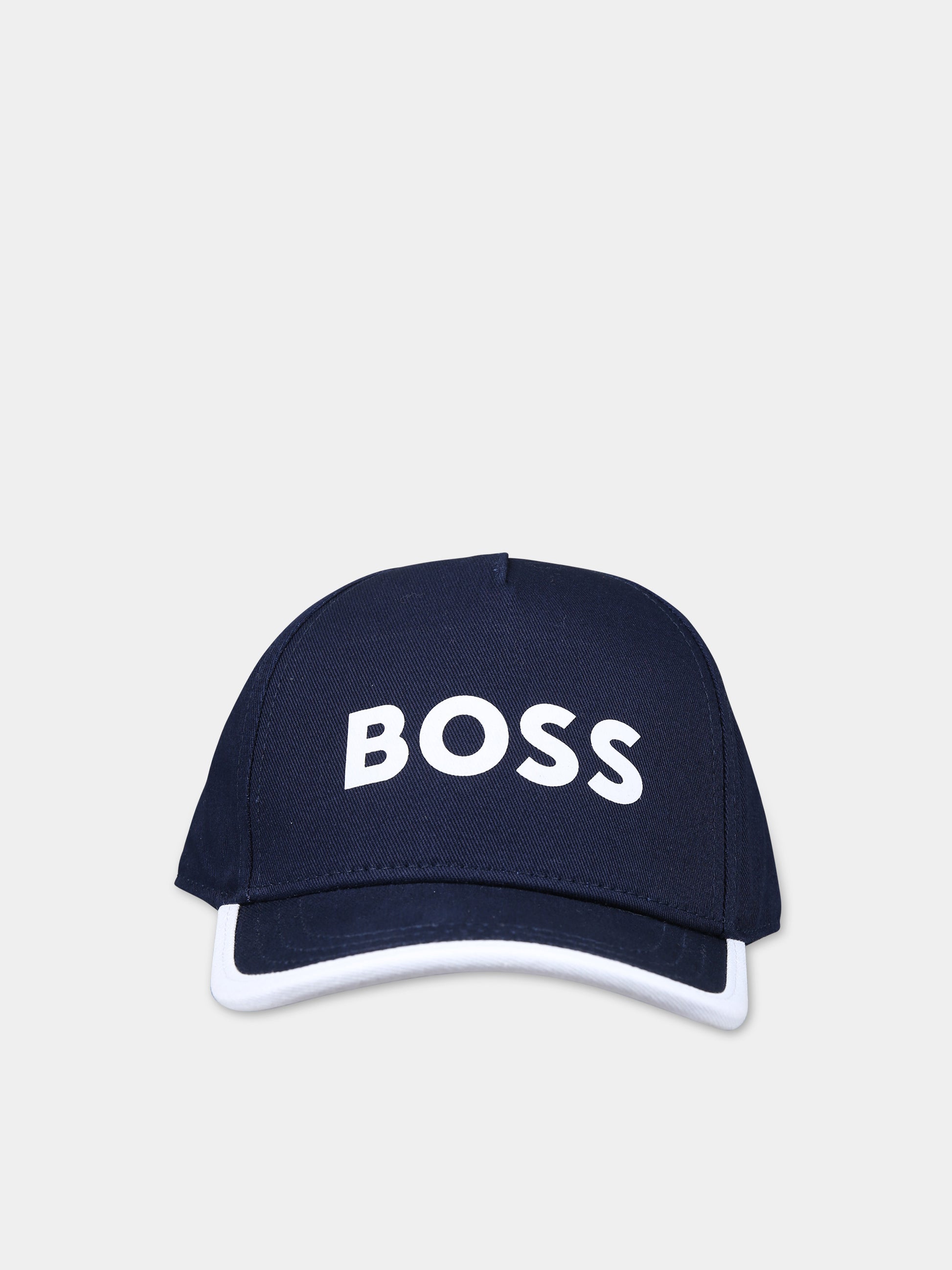 Cappello con visiera blu per neonato con logo,Boss,J50977 849